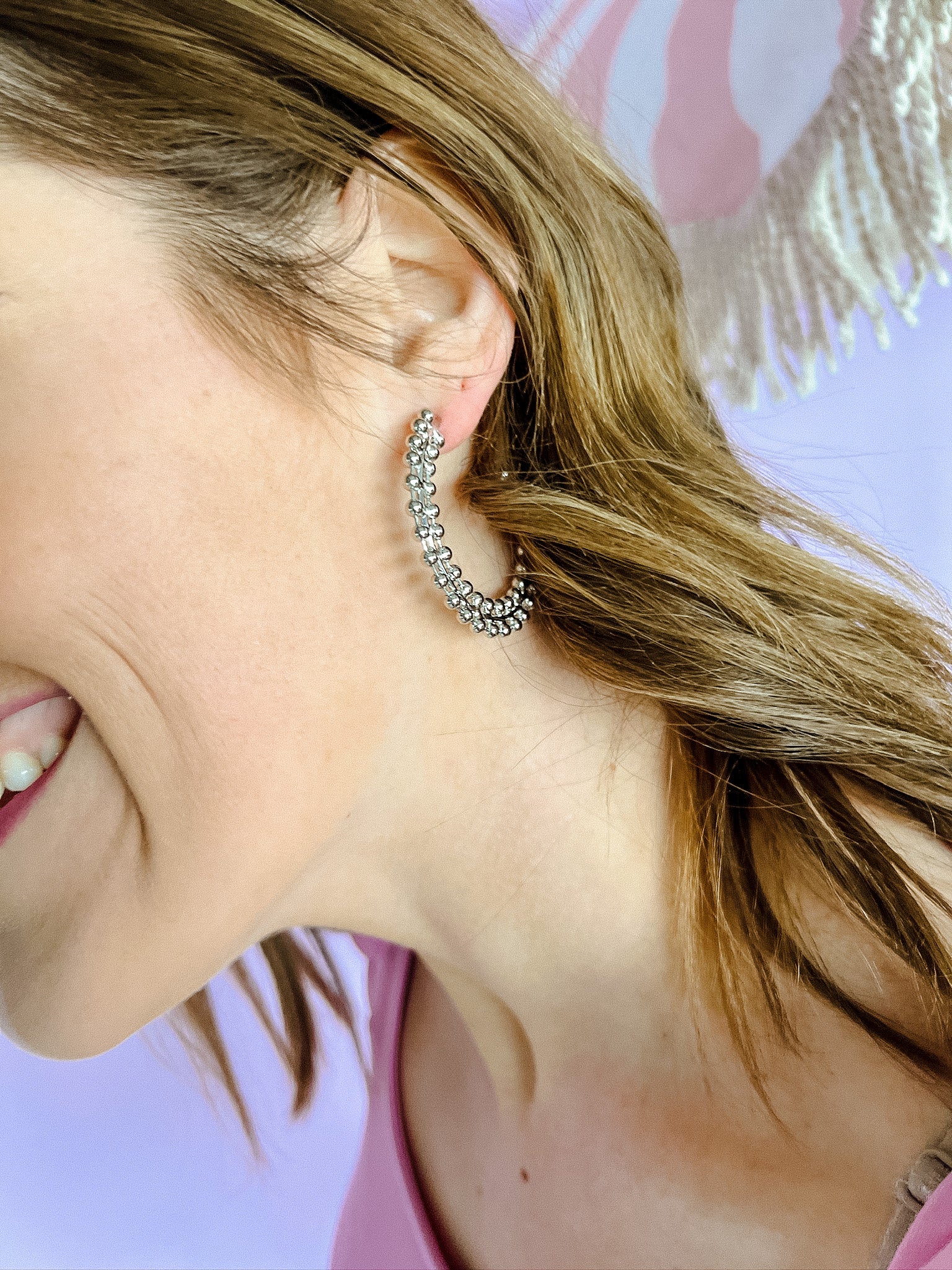 [Treasure Jewels] Heather Hoop Earrings - Silver