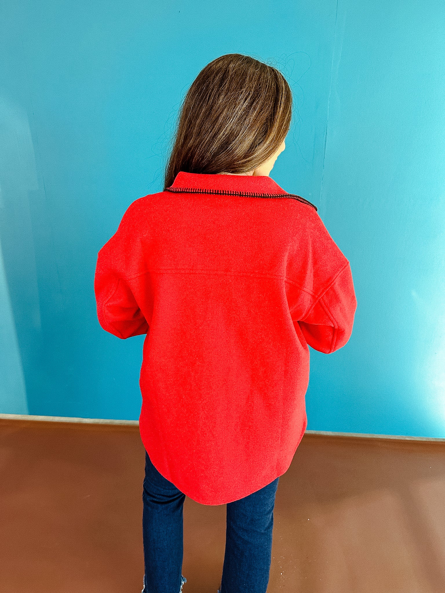 Rubie Fleece Shacket - Soft Red