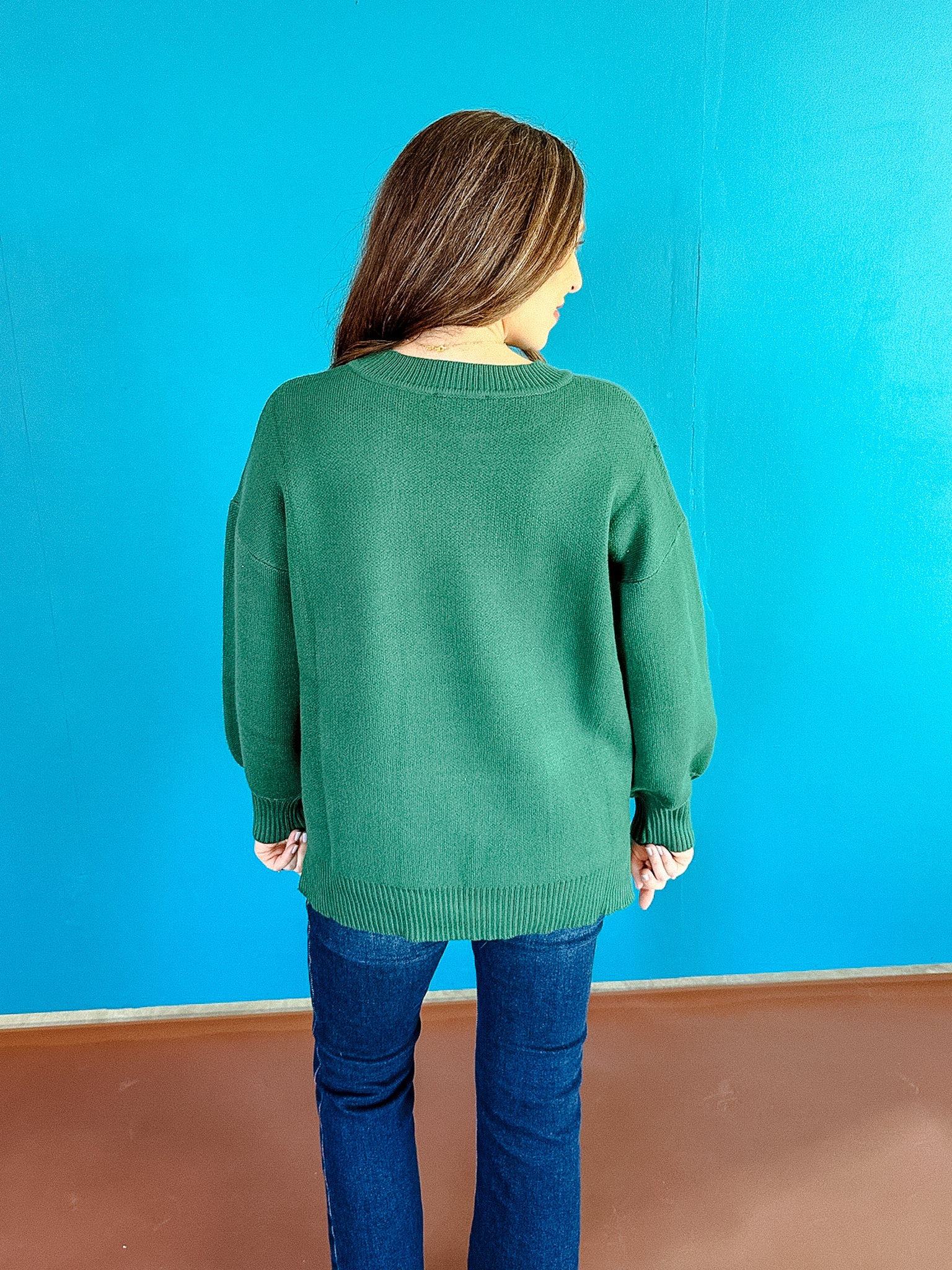 Angelica Sequin Tree Sweater - Pine/Forest Green