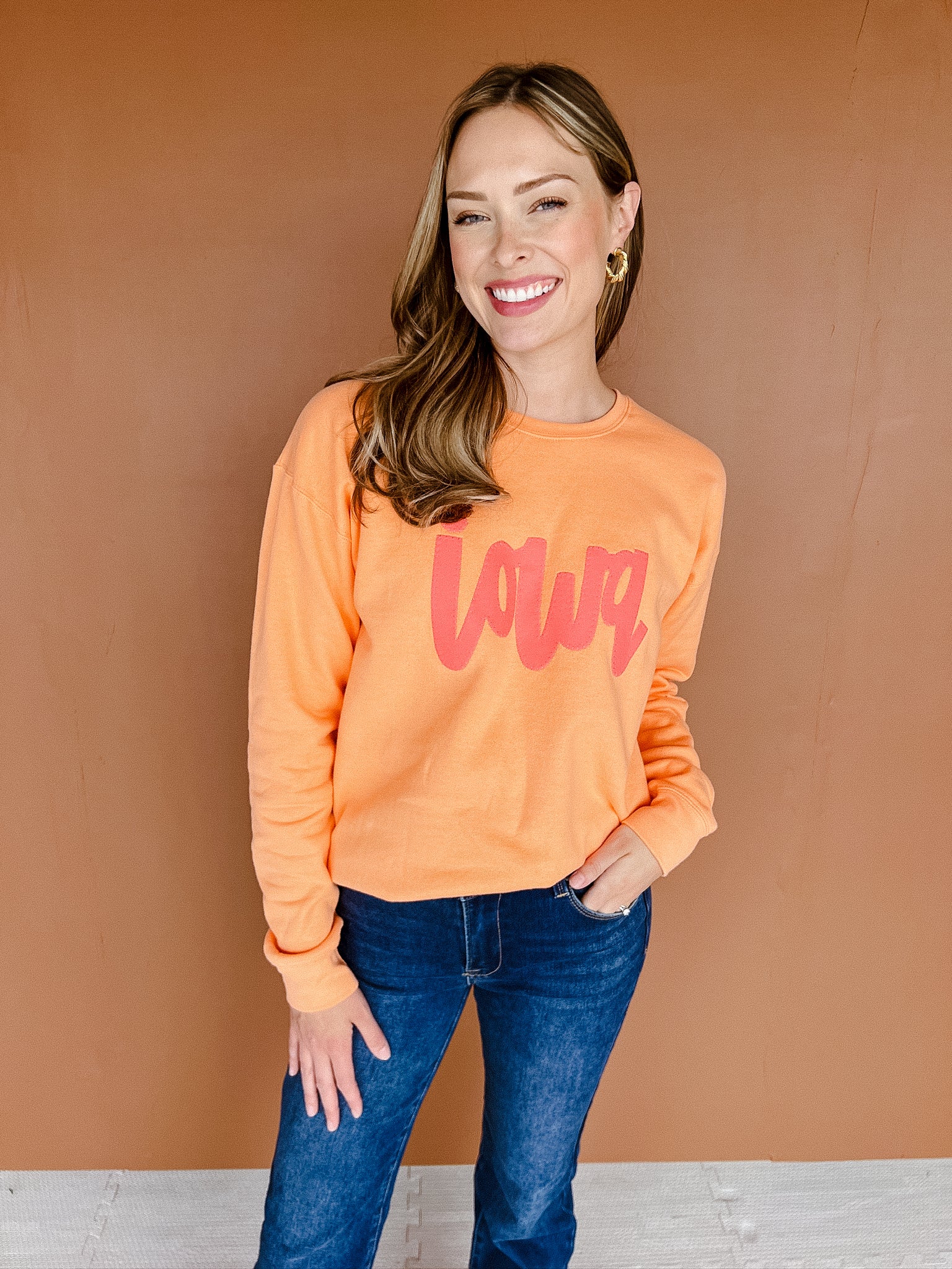 Iowa Sweatshirt - Tangerine + Flamingo