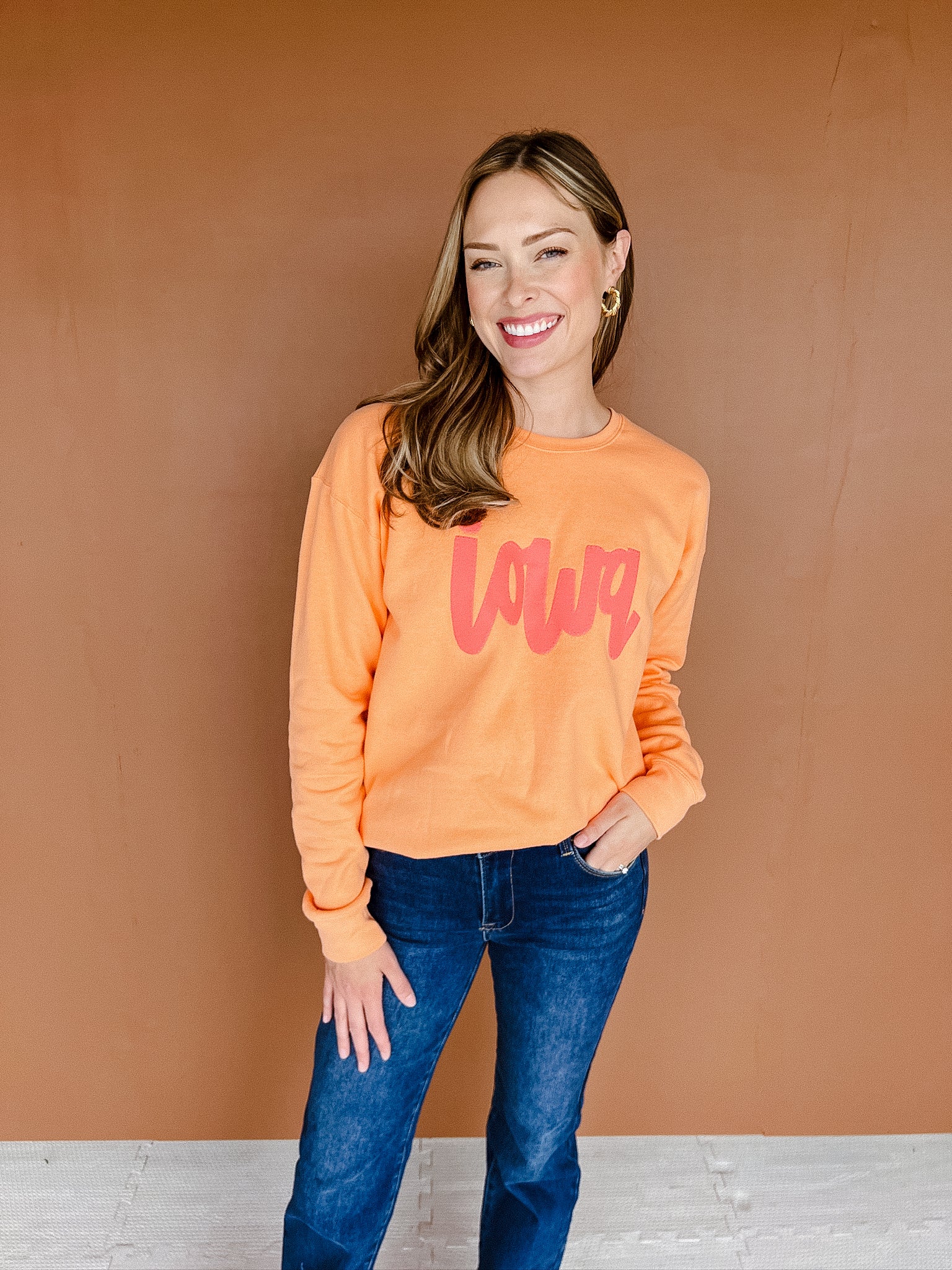 Iowa Sweatshirt - Tangerine + Flamingo