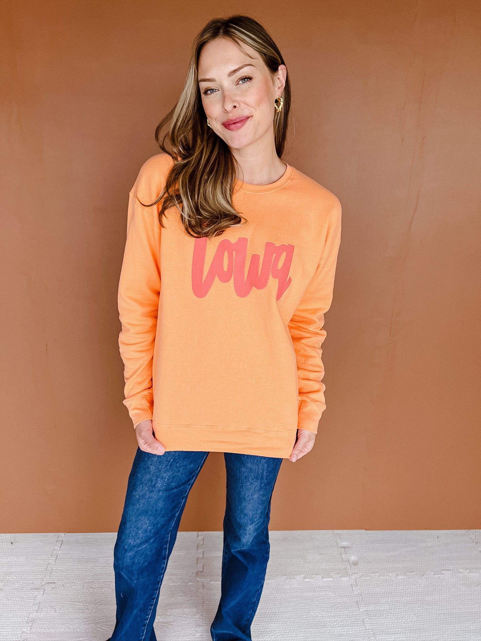 Iowa Sweatshirt - Tangerine + Flamingo