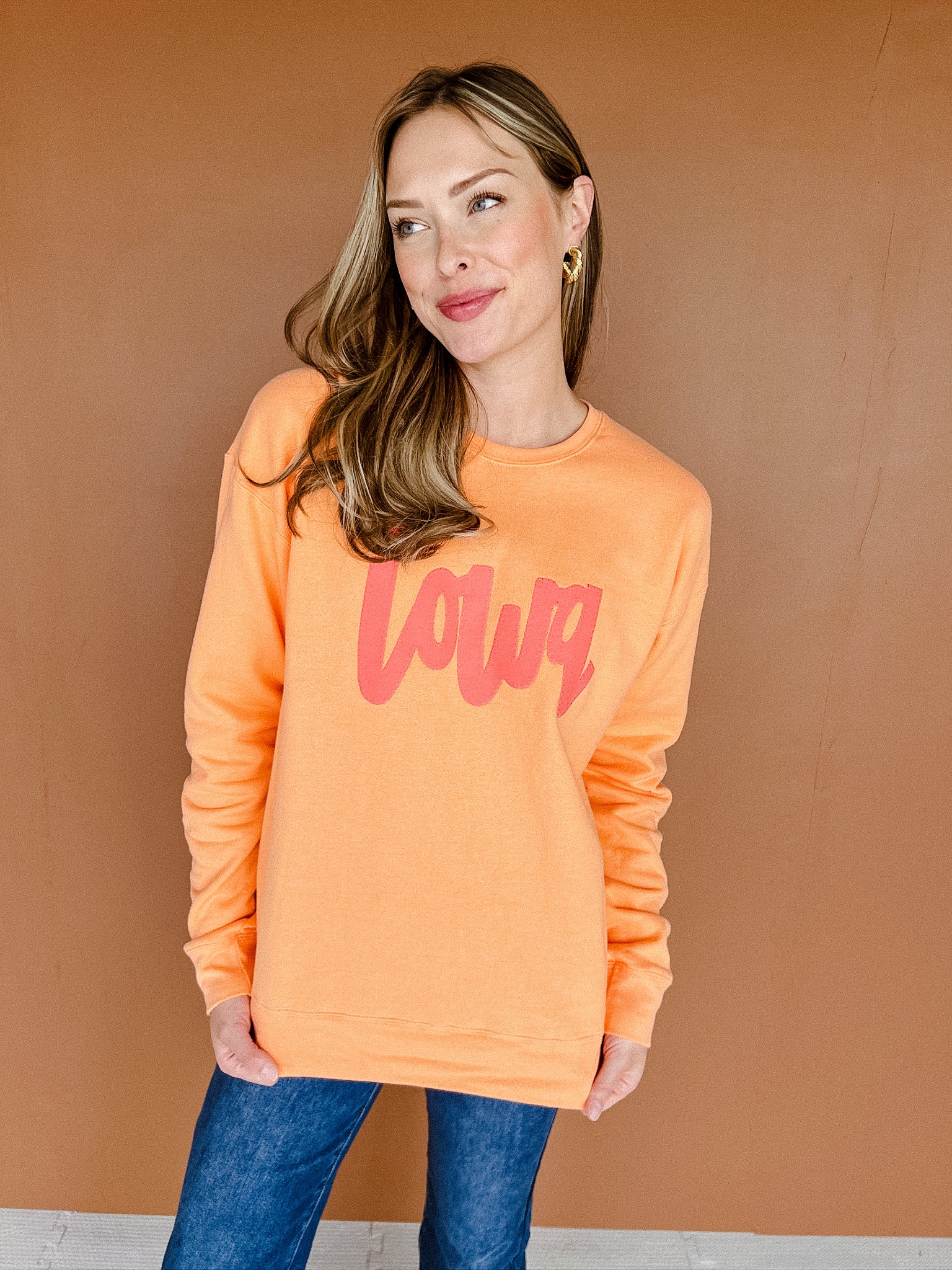 Iowa Sweatshirt - Tangerine + Flamingo