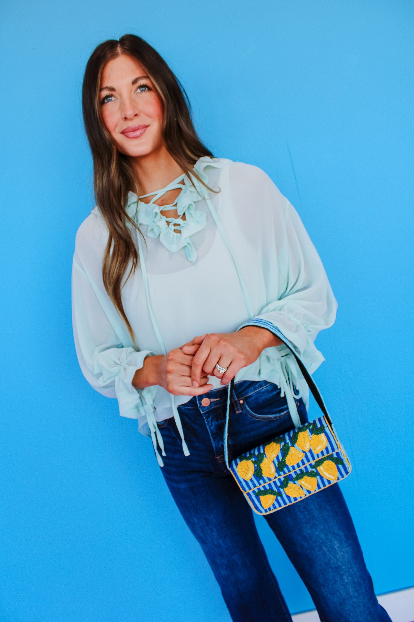 Loretta Chiffon Blouse - Light Pastel Jade