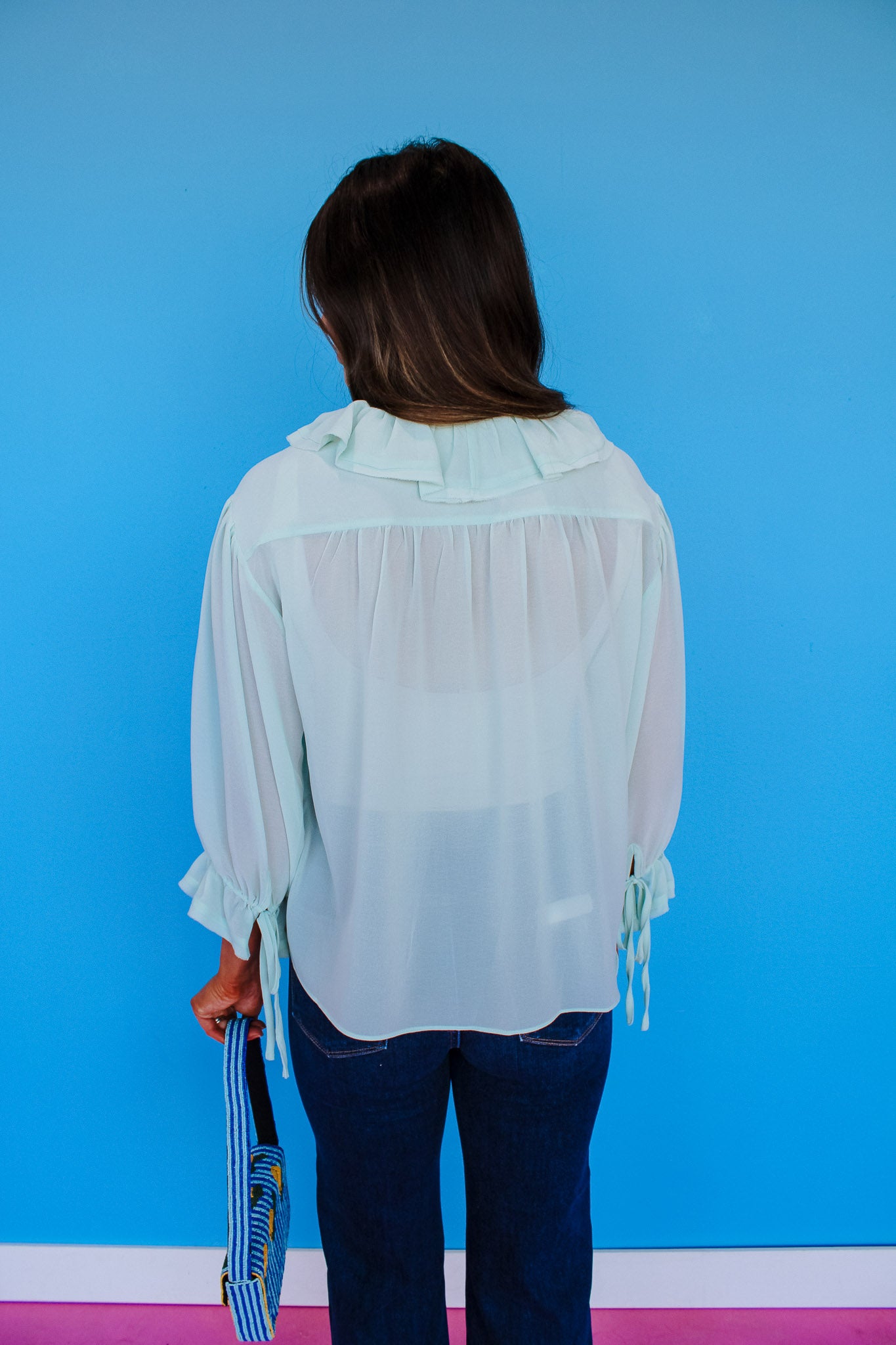 Loretta Chiffon Blouse - Light Pastel Jade