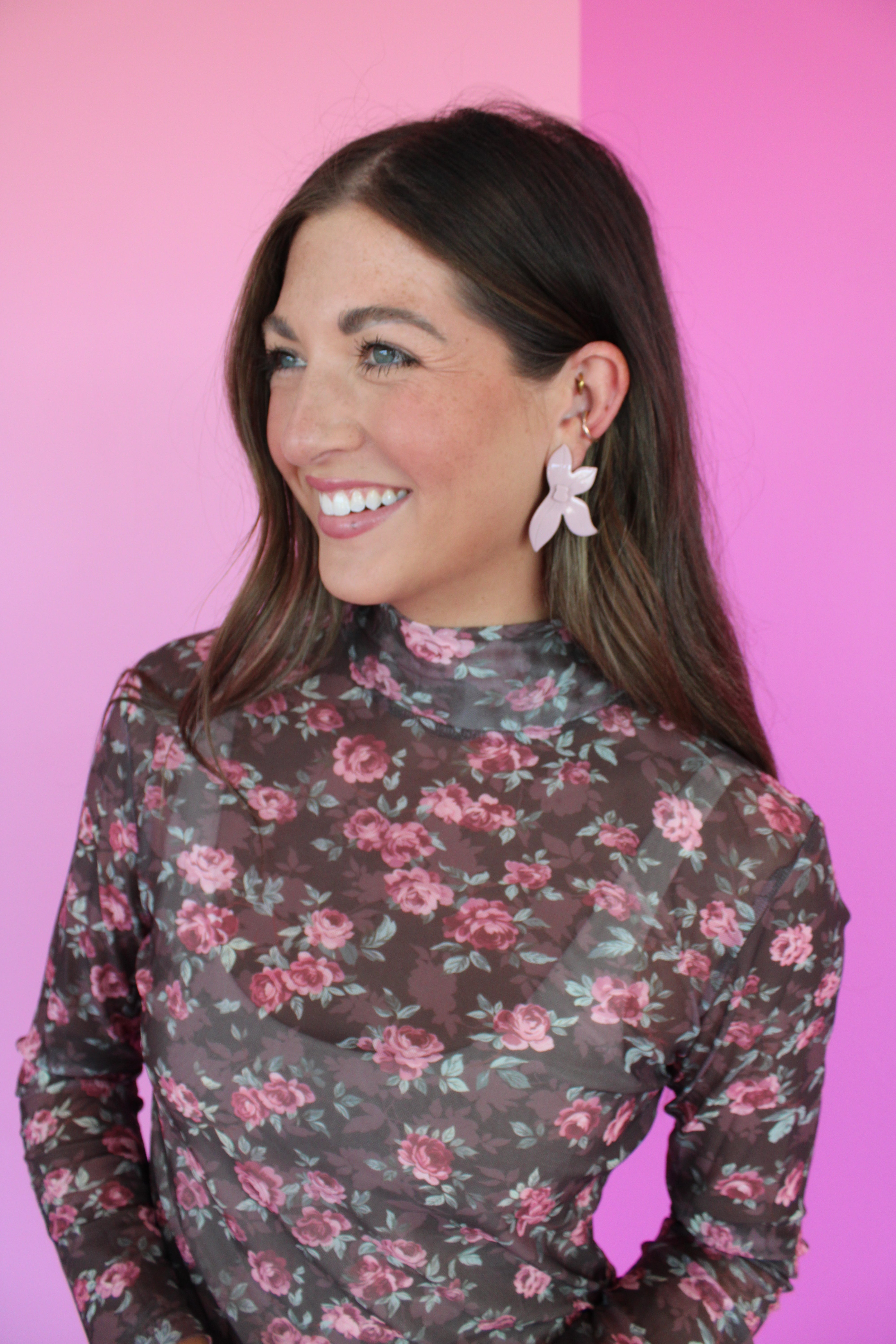 Fern Statement Earrings - Dusty Pink
