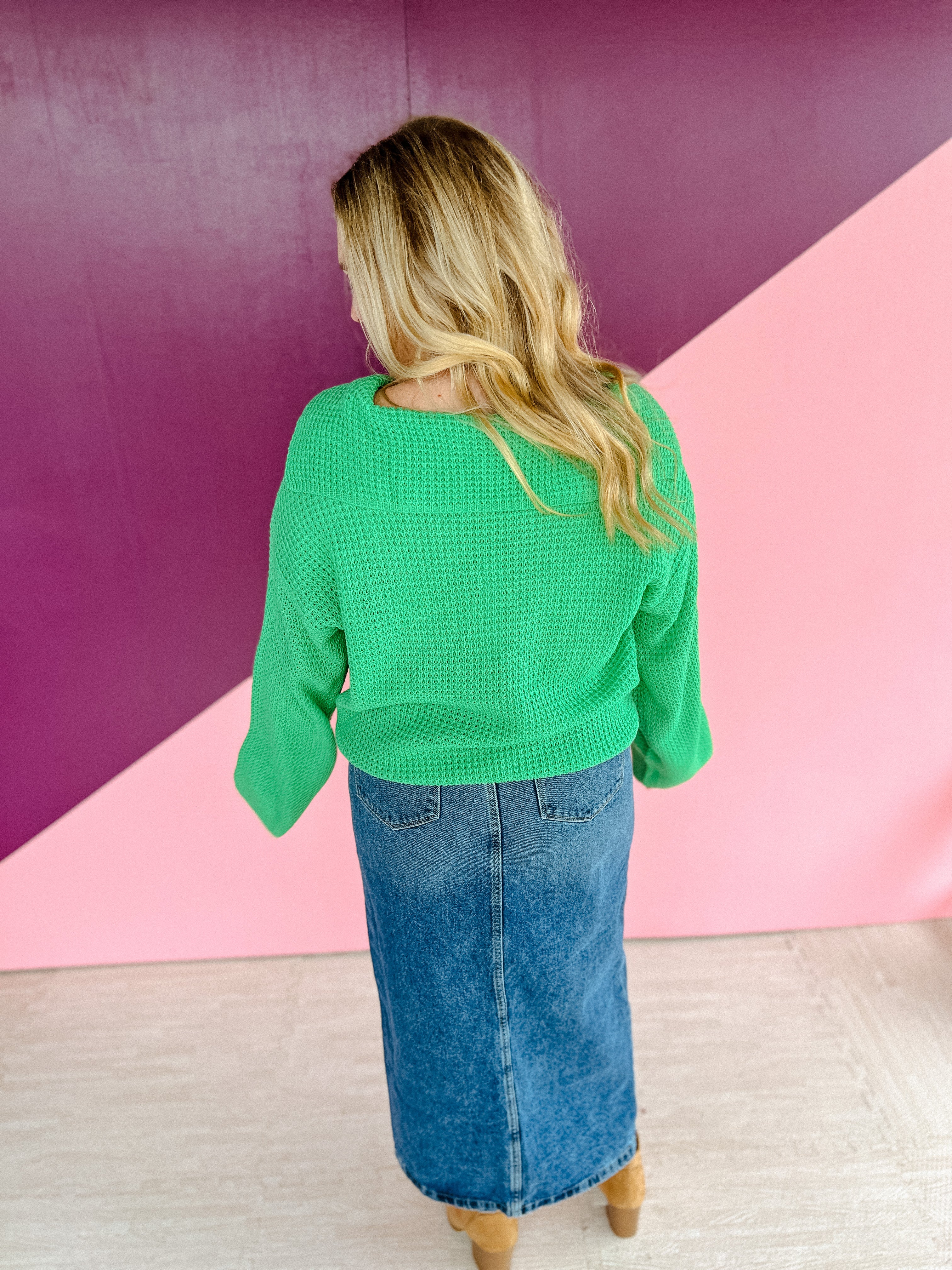 Uptown Girl Collared Sweater - Green