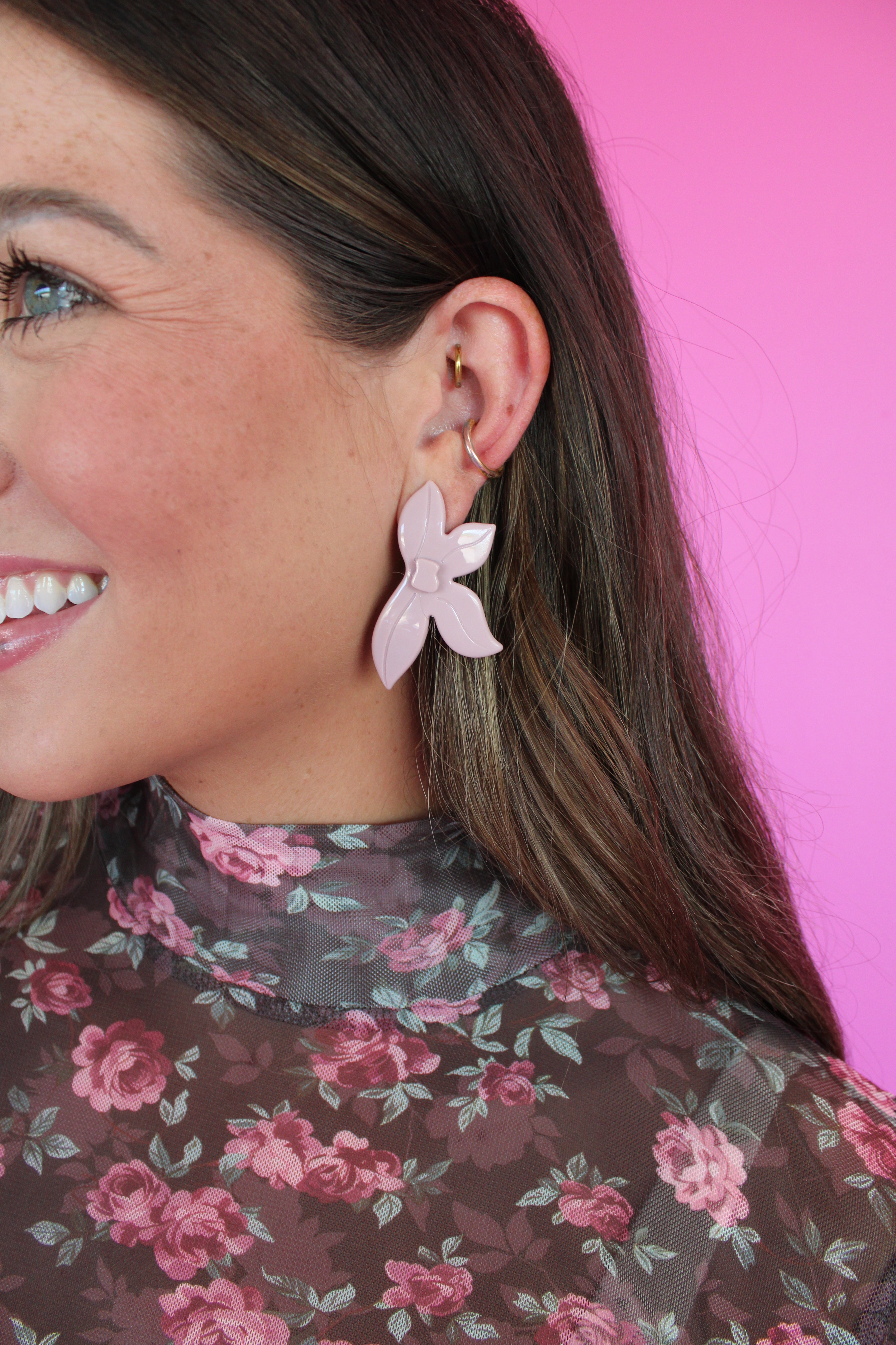 Fern Statement Earrings - Dusty Pink
