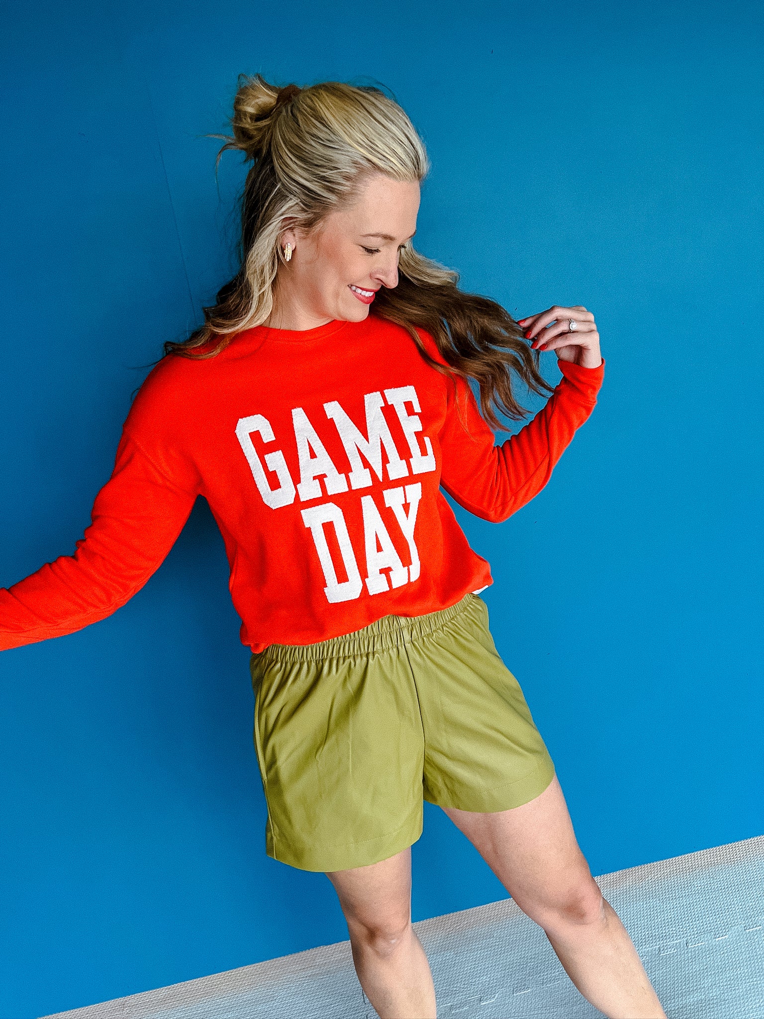 Game Day Sweatshirt - Geranium + Cream