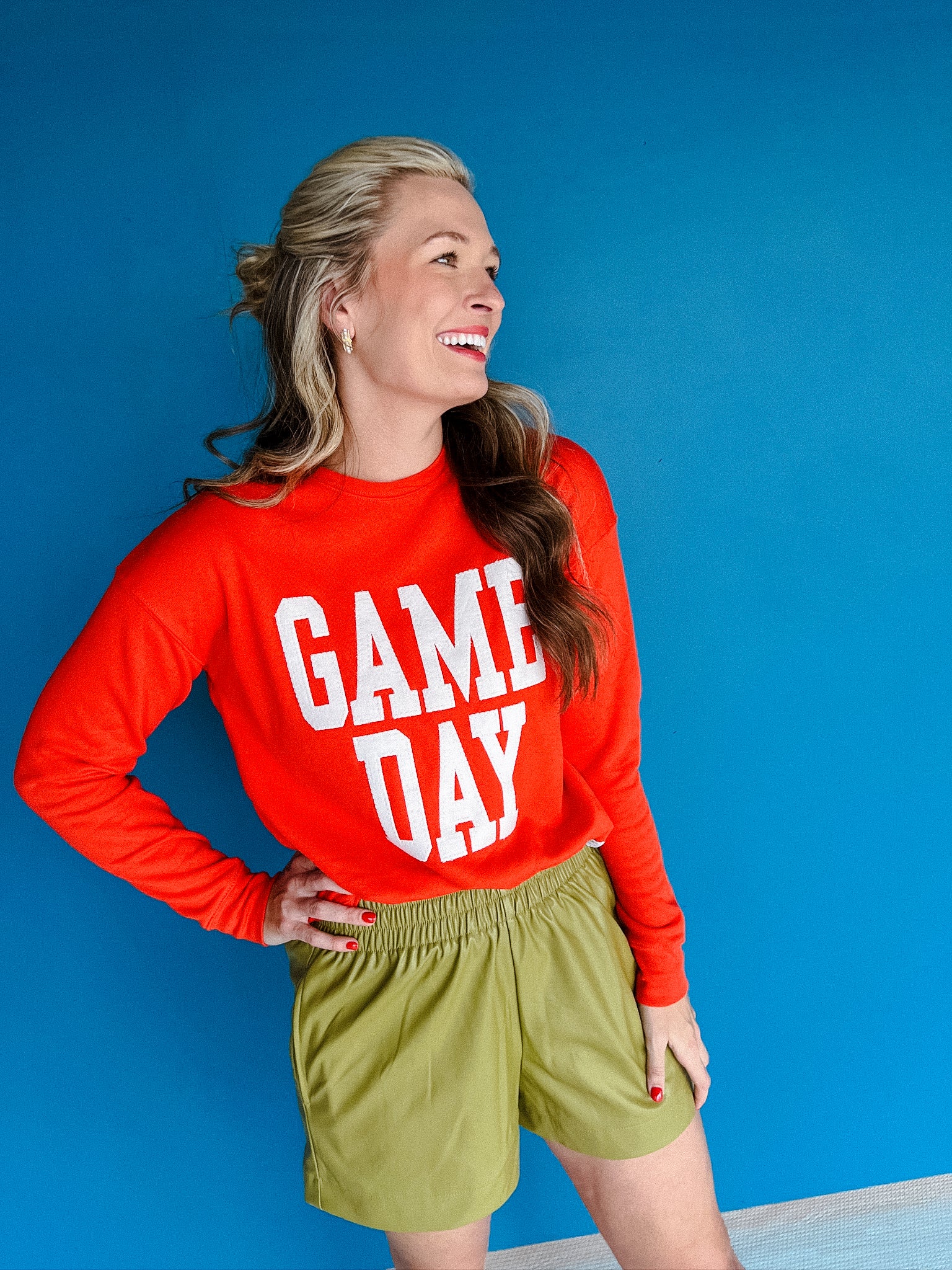 Game Day Sweatshirt - Geranium + Cream