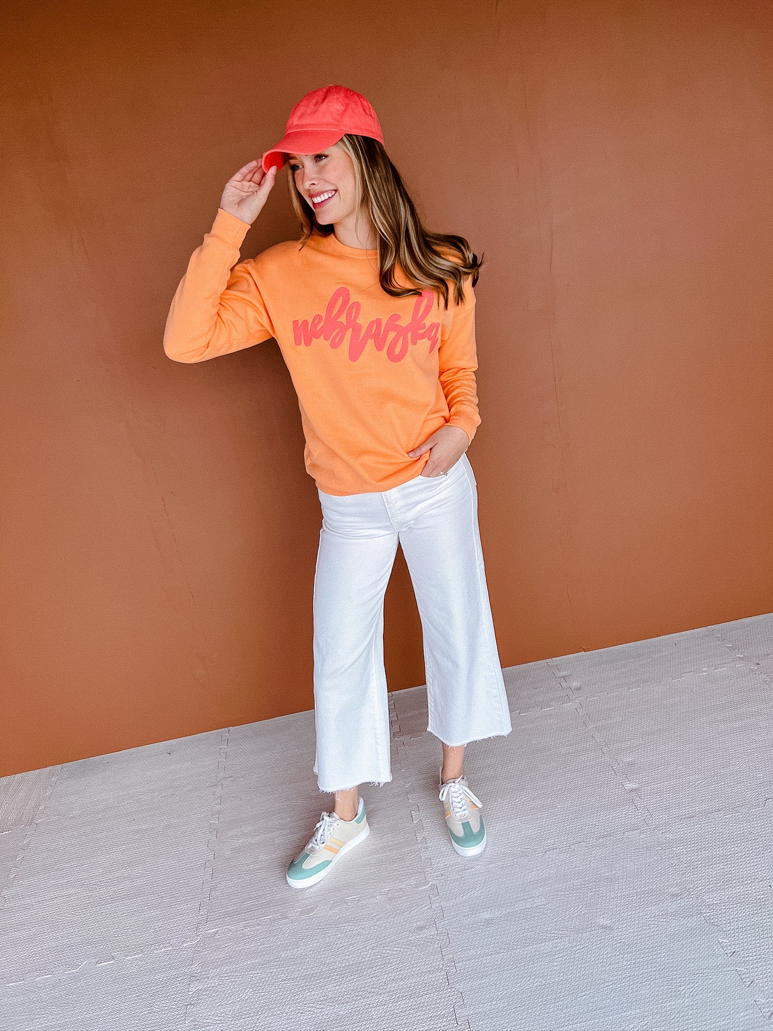 Nebraska Sweatshirt - Tangerine + Flamingo