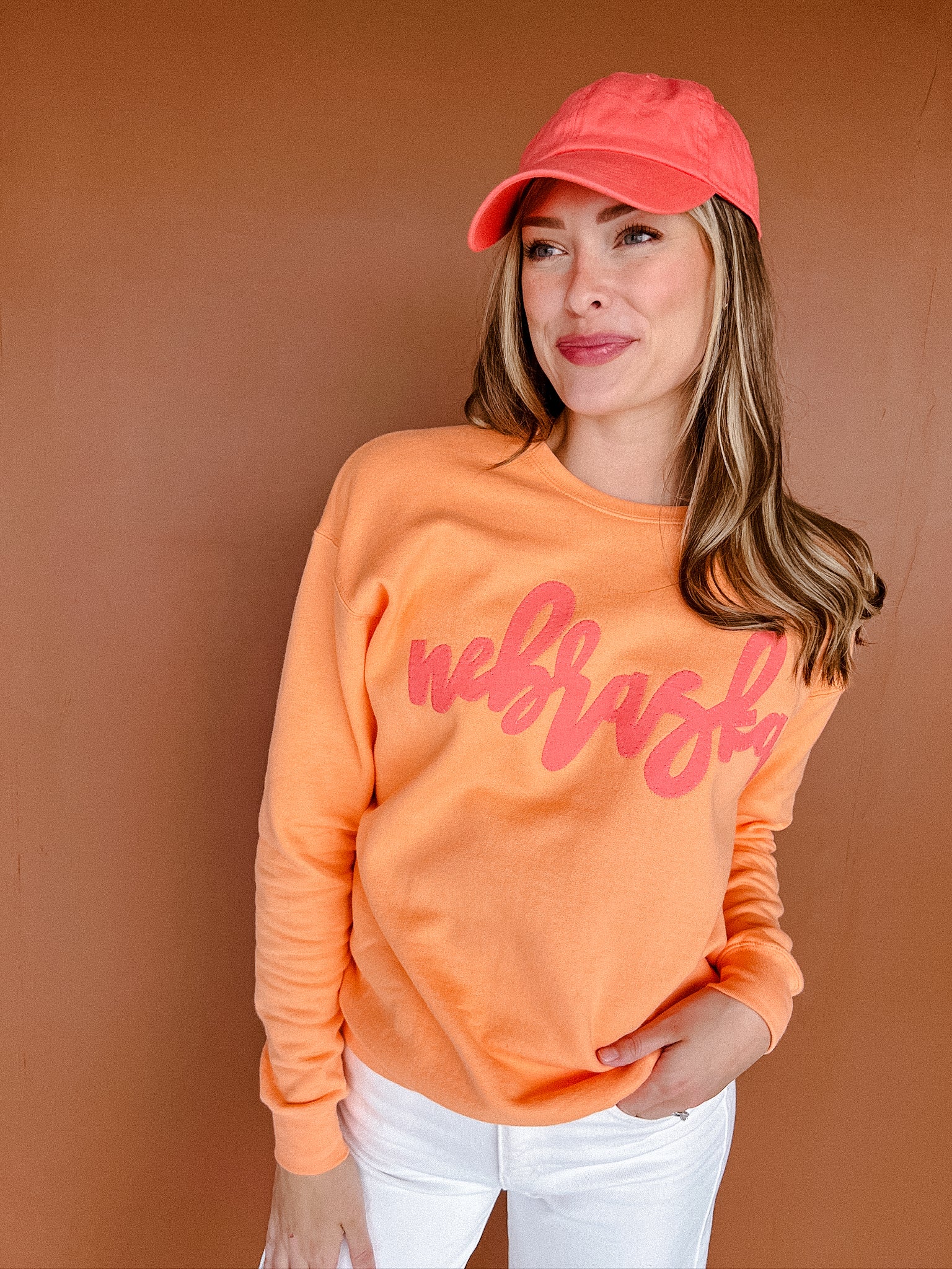 Nebraska Sweatshirt - Tangerine + Flamingo