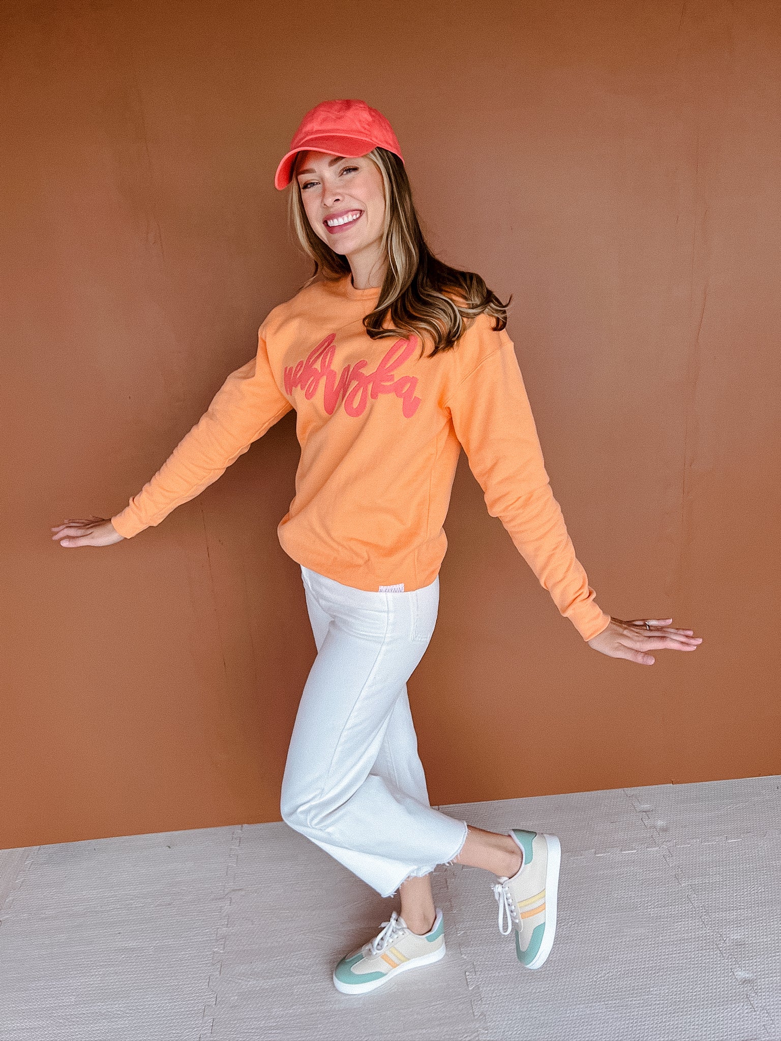 Nebraska Sweatshirt - Tangerine + Flamingo