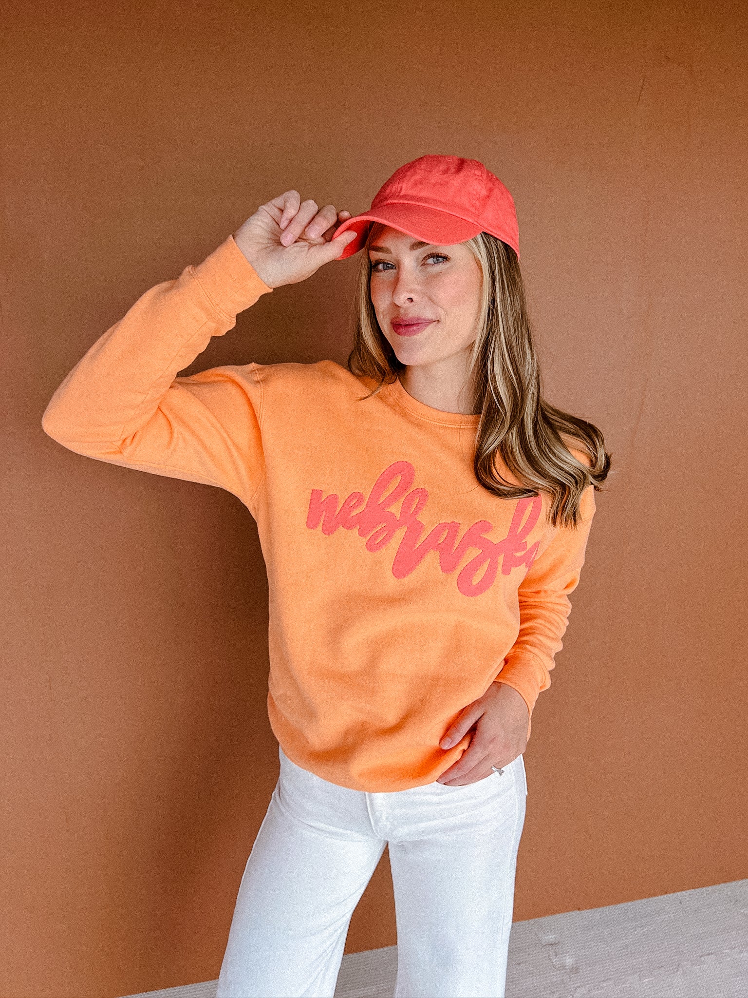 Nebraska Sweatshirt - Tangerine + Flamingo