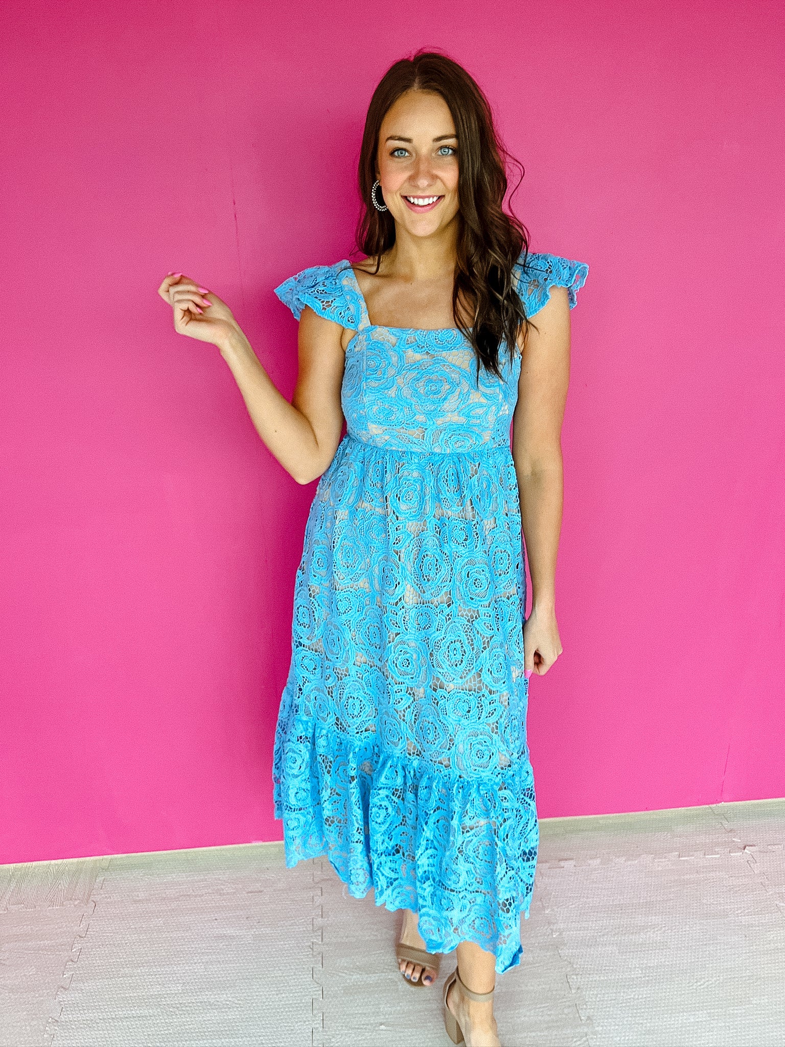 Adrian Tiered Dress - Sky Blue