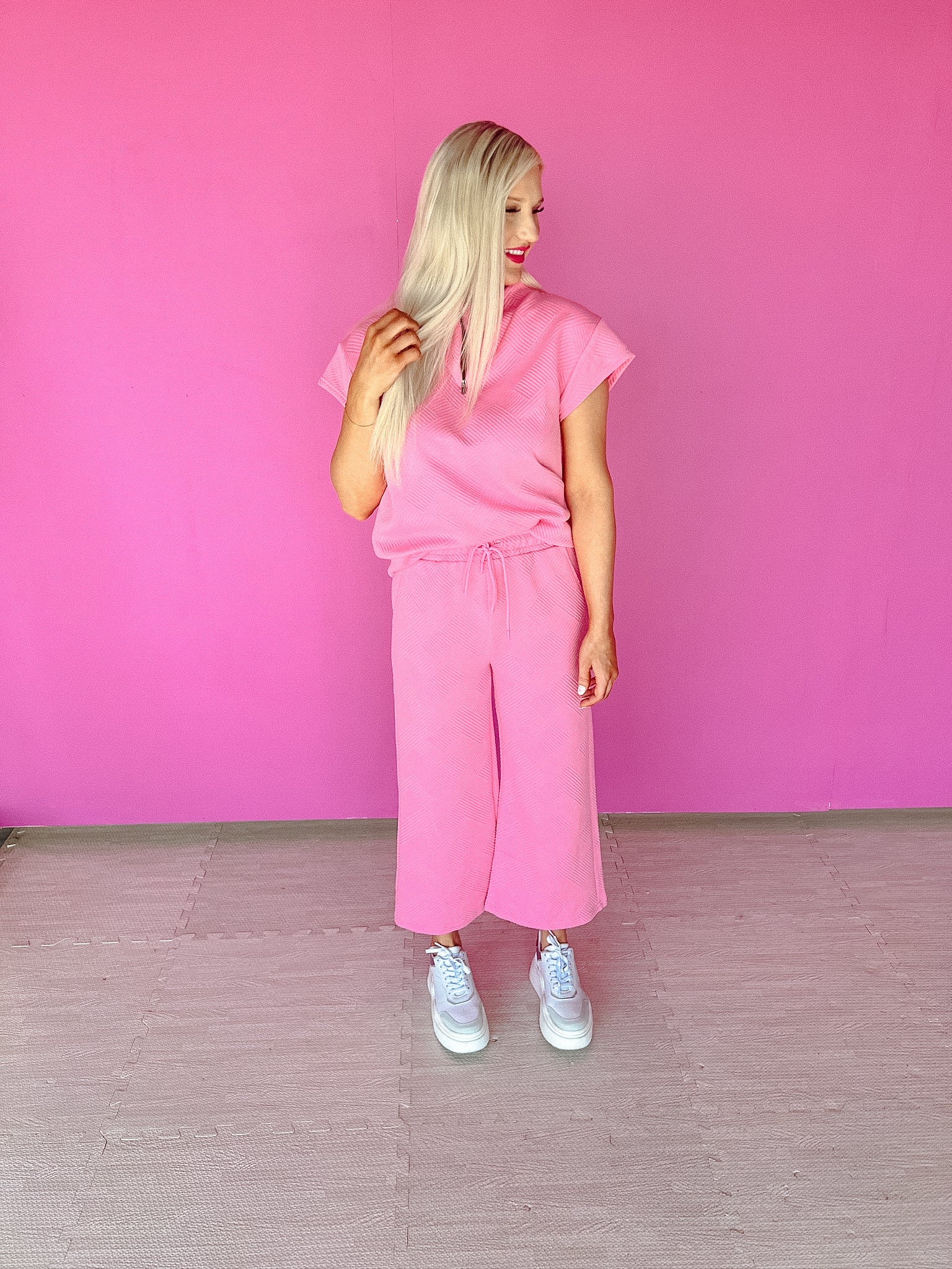 Remi Cropped Wide Pants - Rose/Shocking Pink