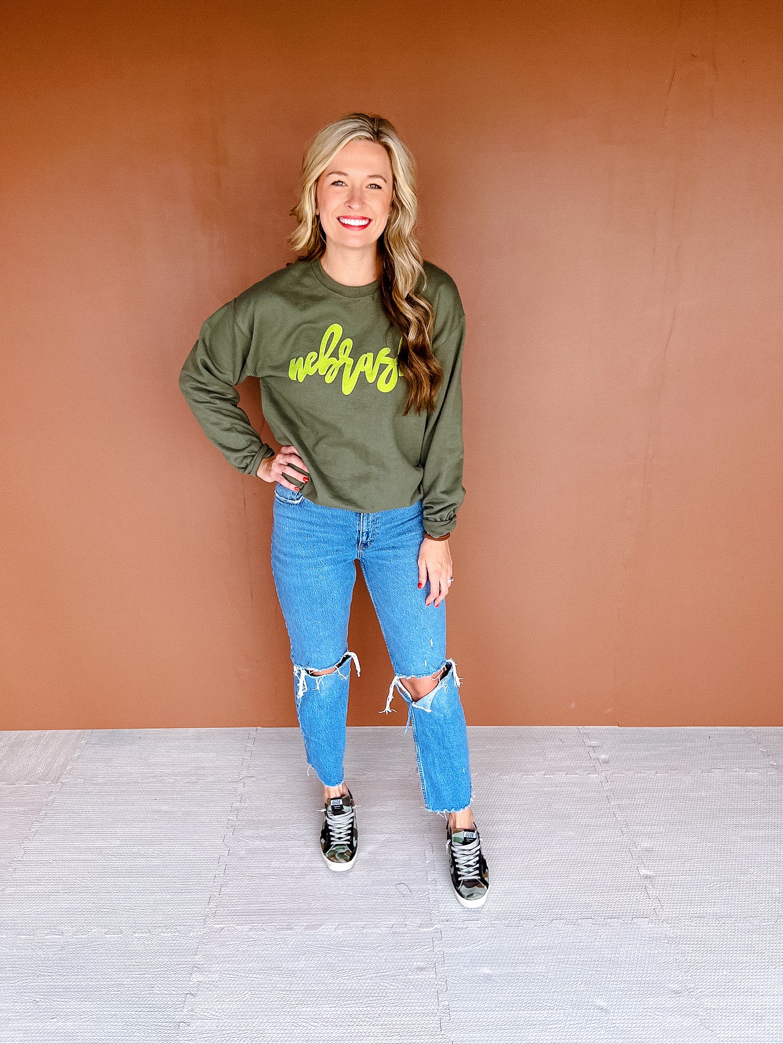 Nebraska Sweatshirt - Moss + Lime