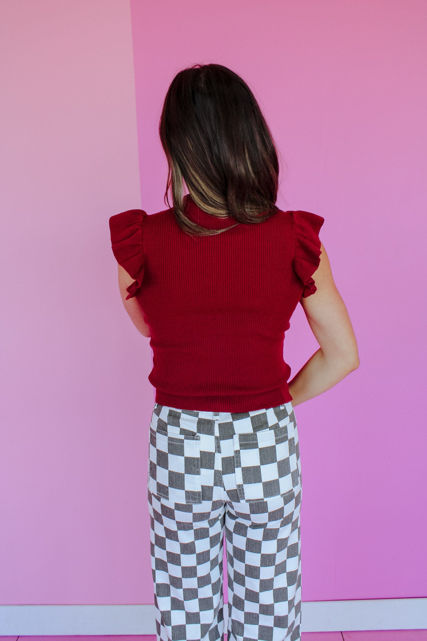 Leslie Ruffle Sleeve Ribbed Sweater