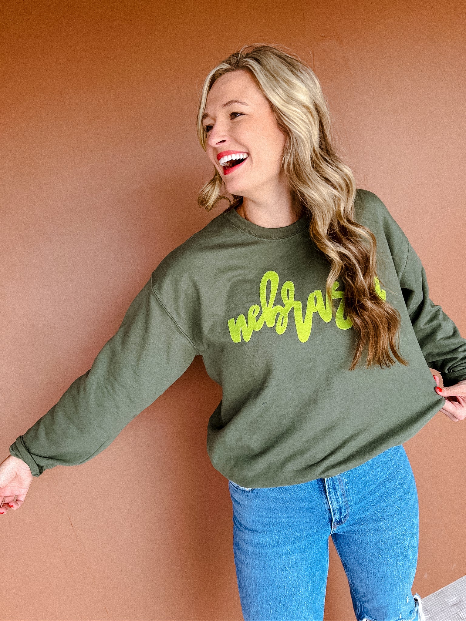 Nebraska Sweatshirt - Moss + Lime