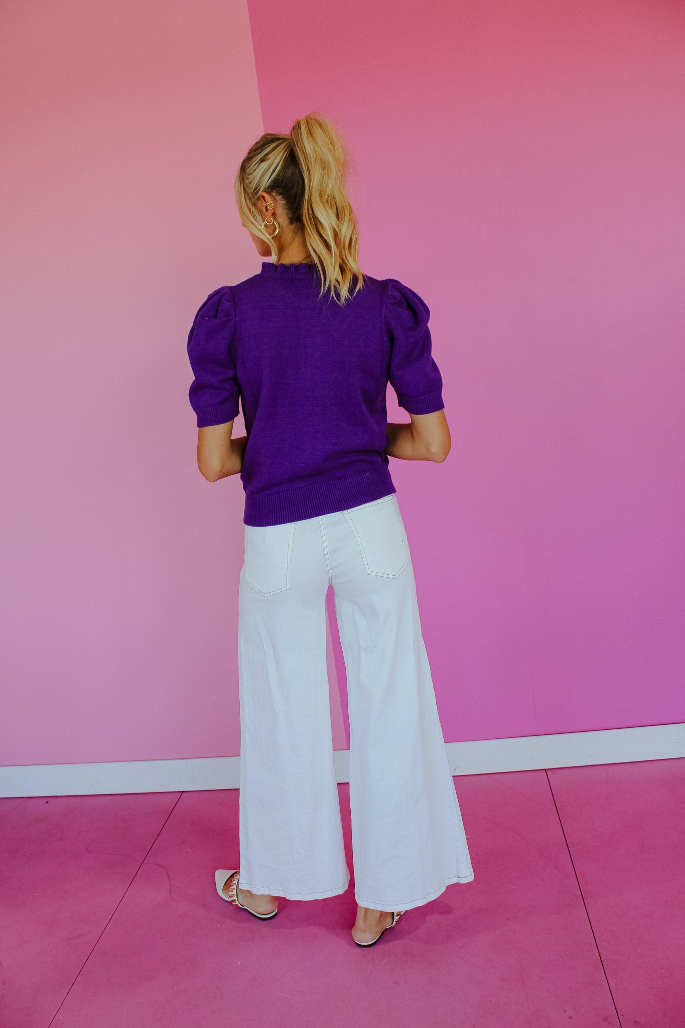 Tyra Short Sleeve Sweater - Warm Purple
