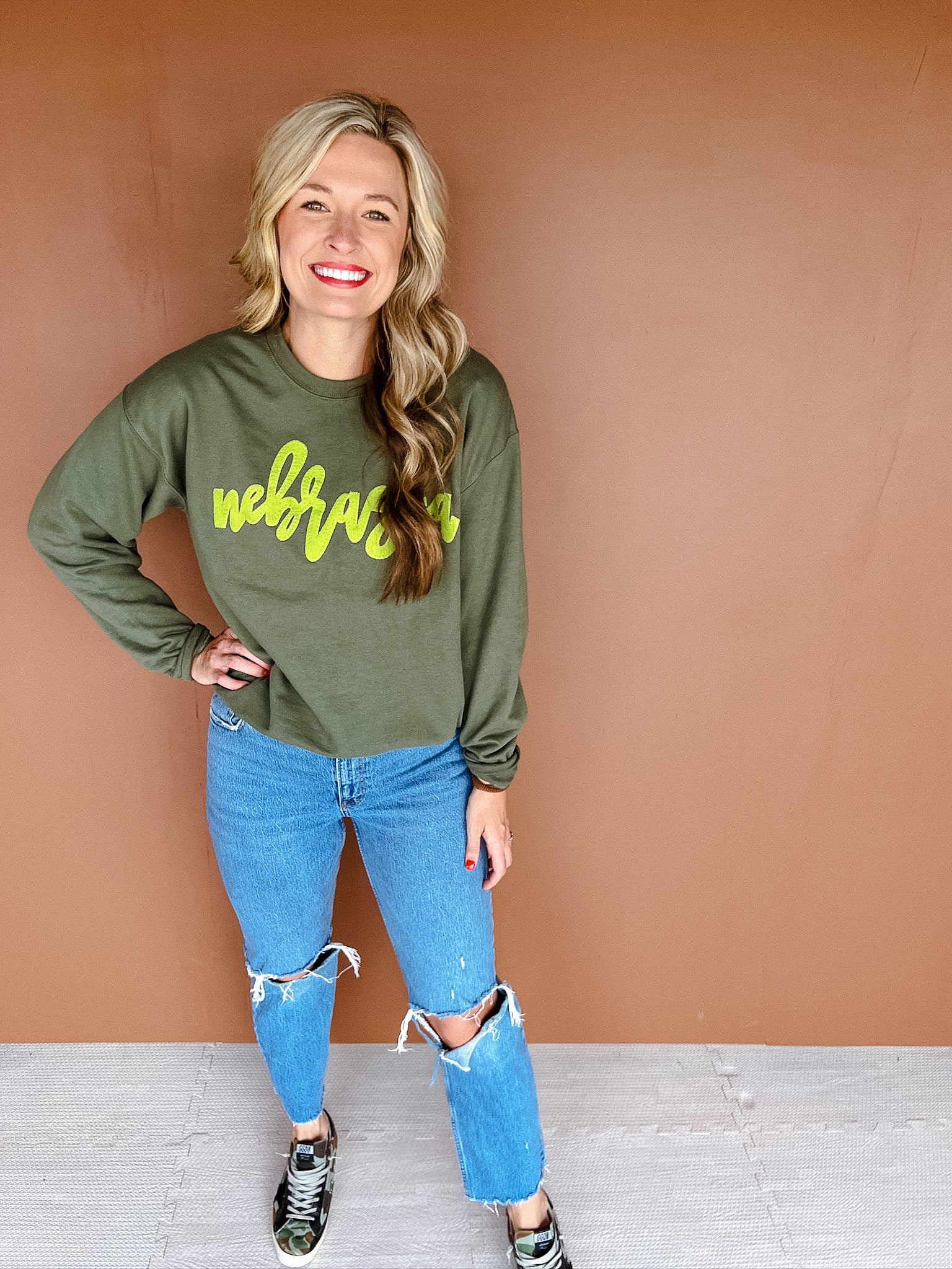 Nebraska Sweatshirt - Moss + Lime