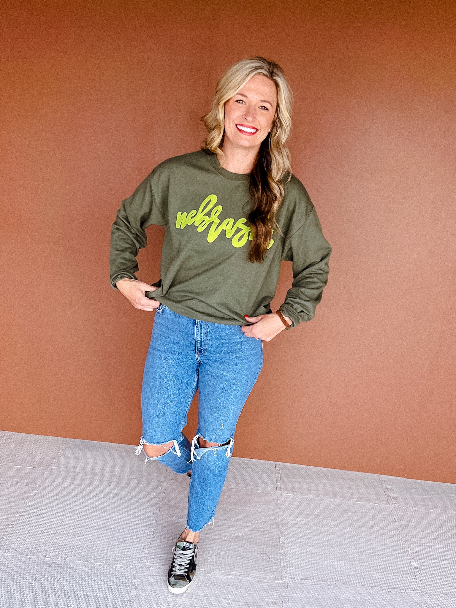 Nebraska Sweatshirt - Moss + Lime