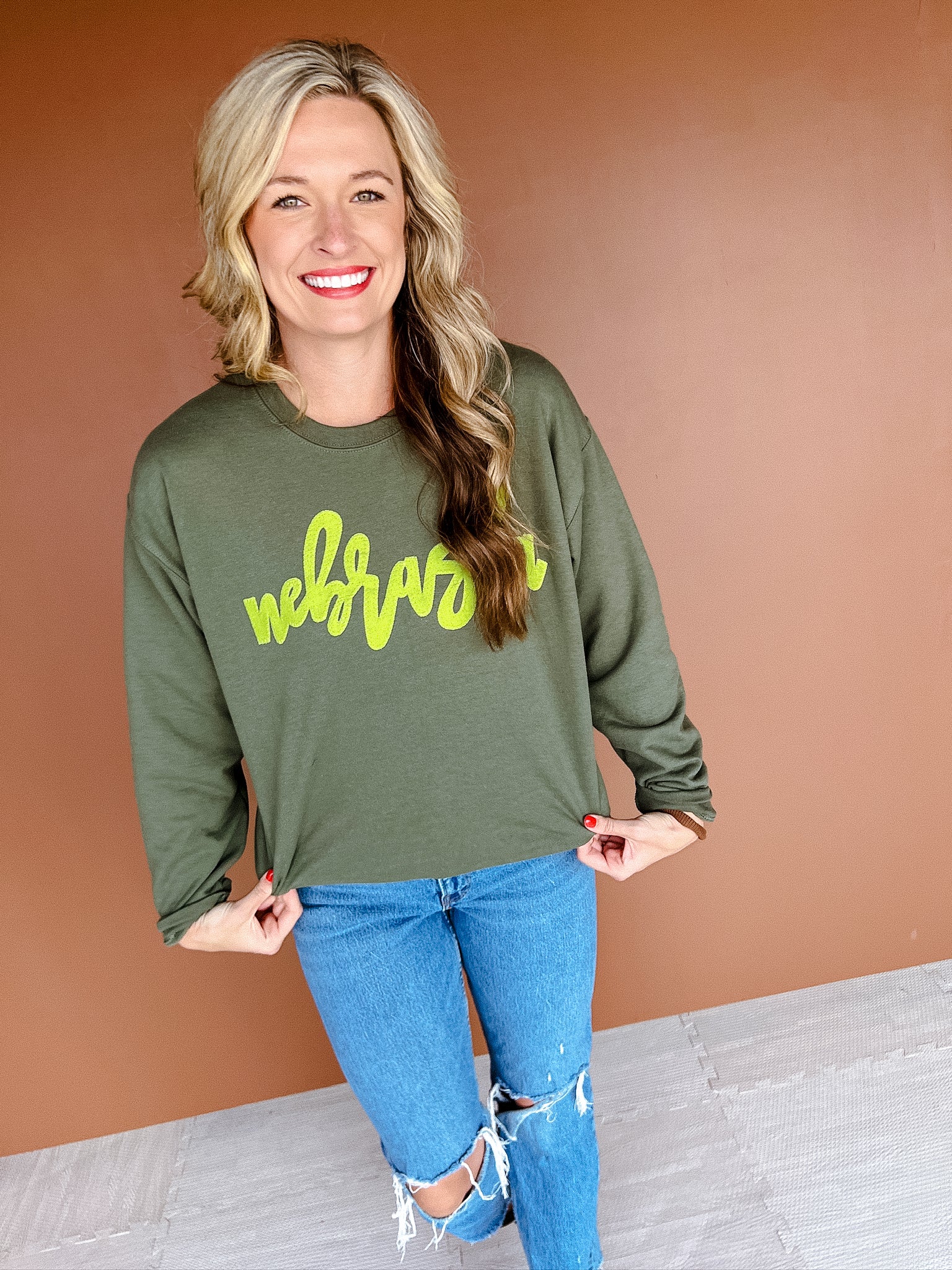 Nebraska Sweatshirt - Moss + Lime