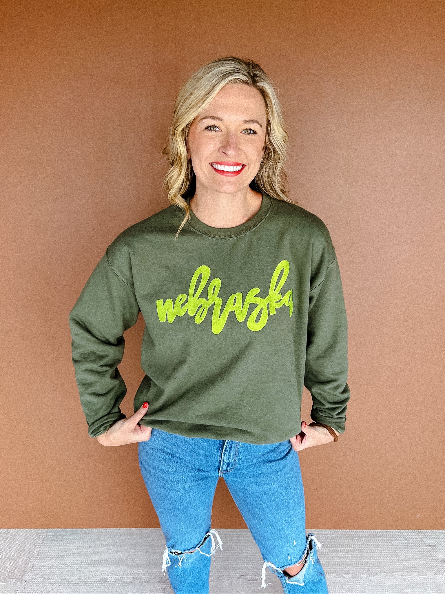 Nebraska Sweatshirt - Moss + Lime