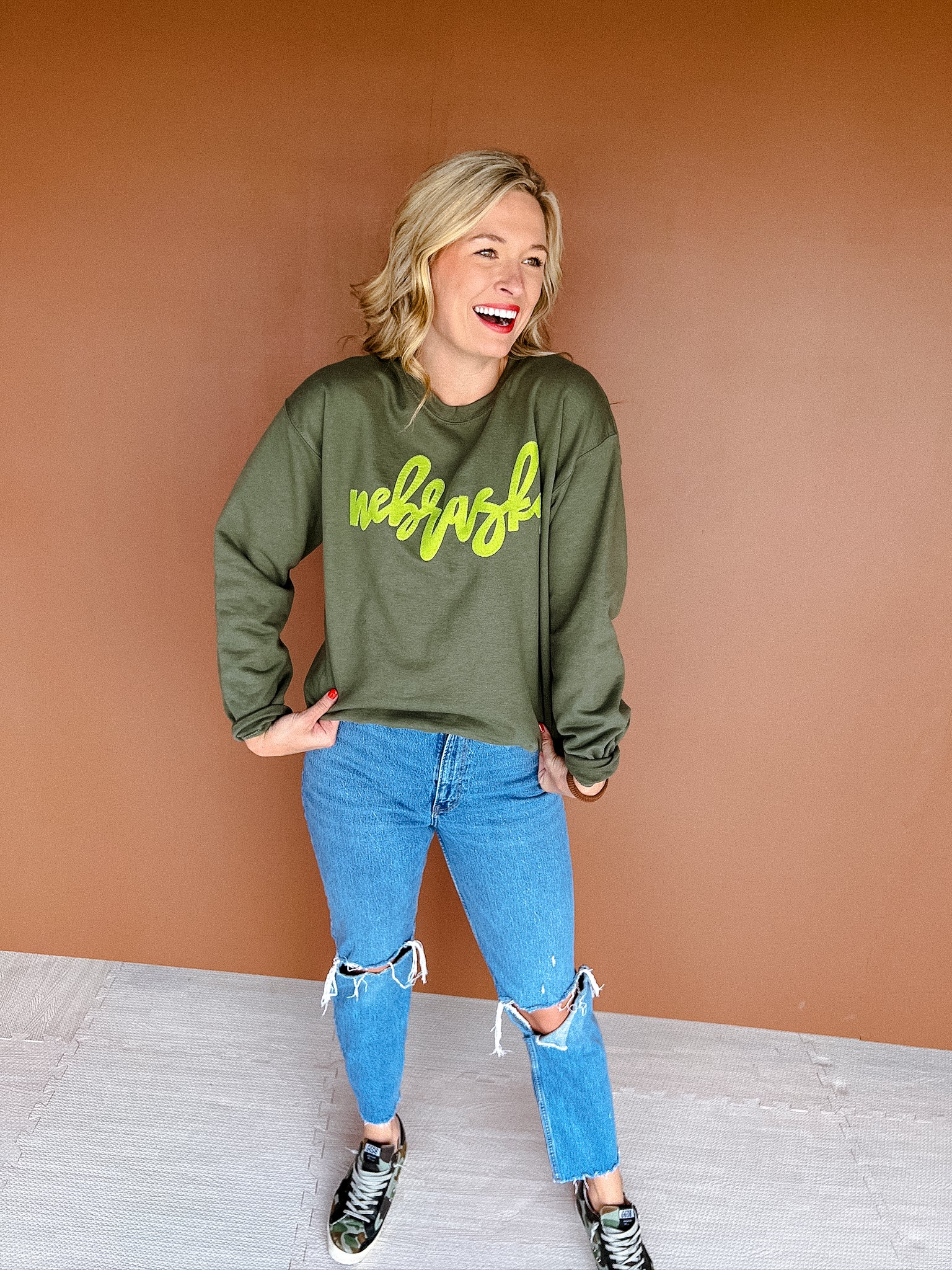 Nebraska Sweatshirt - Moss + Lime