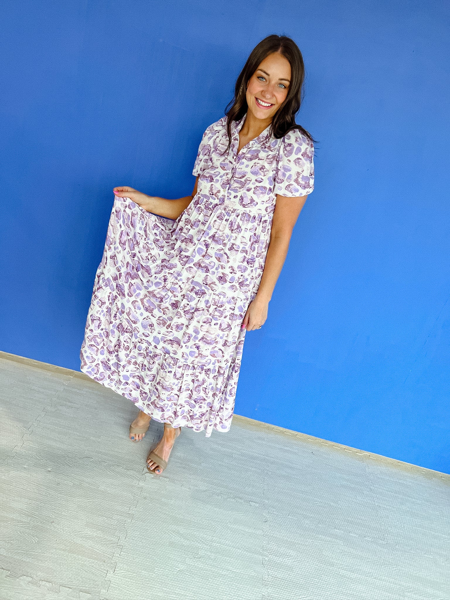 Fabiola Maxi Dress - Lavender + Soft White + Blush + Plum