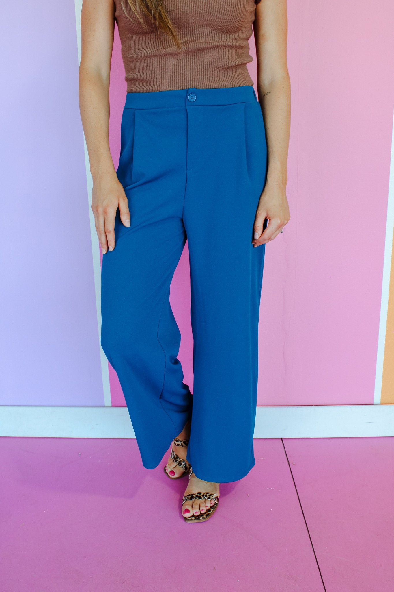 Hollis Wide Leg Pants - Marine Navy