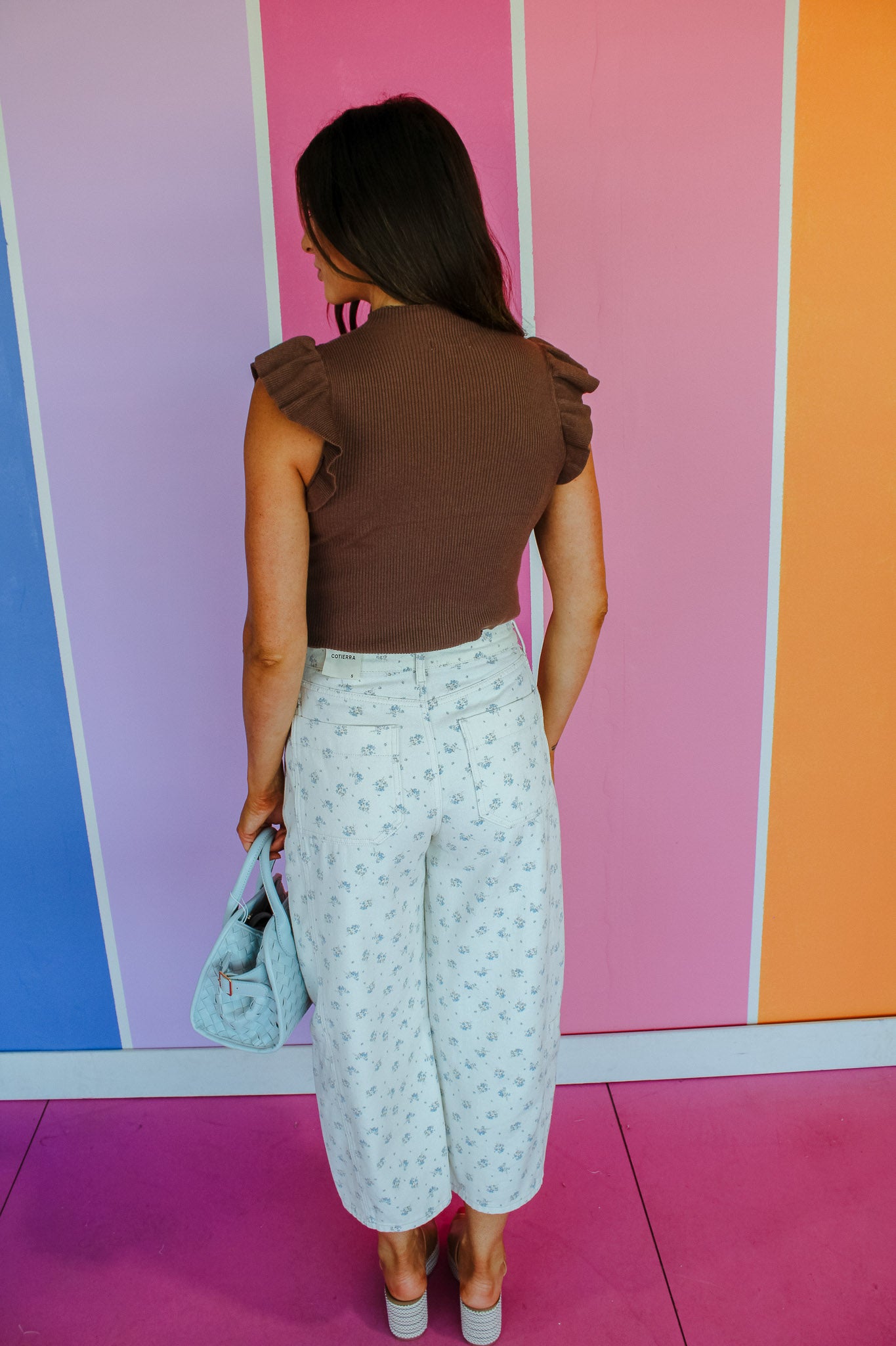 Leslie Ruffle Sleeve Ribbed Sweater