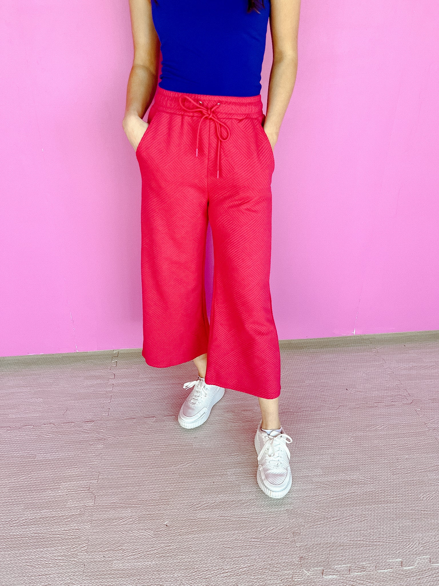 Remi Cropped Wide Pants - Raspberry