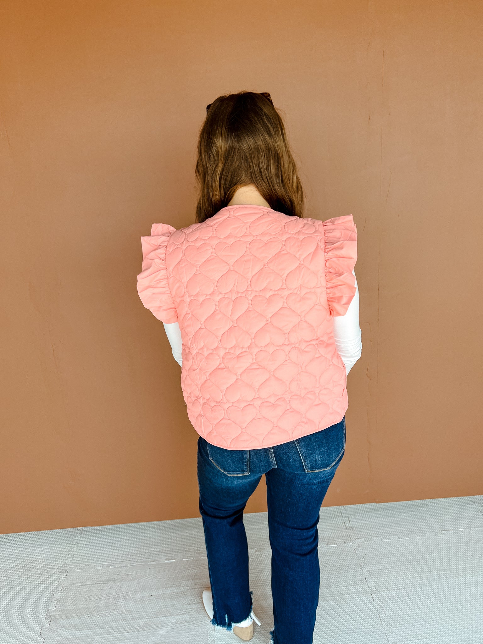 Cecilia Ruffle Vest - Light Coral