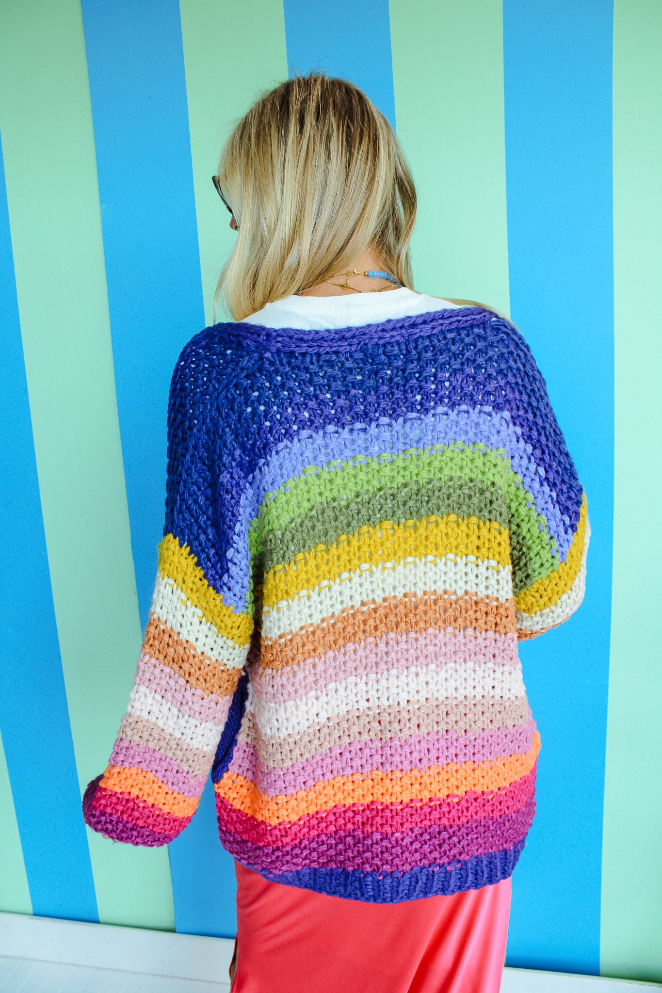 Cloud Nine Rainbow Cardigan - Royal Purple + Moss