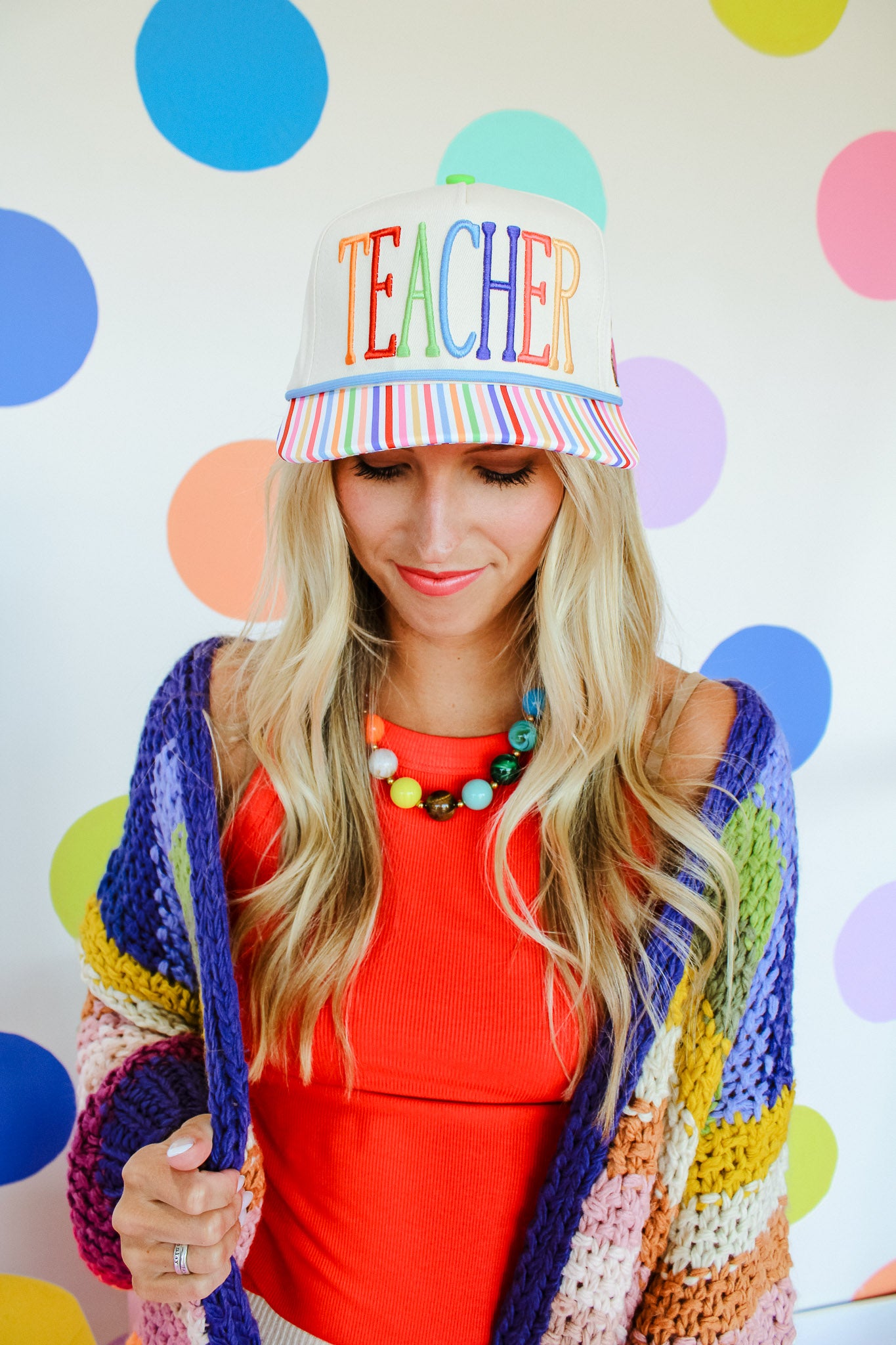 Teacher Trucker Hat - Cream