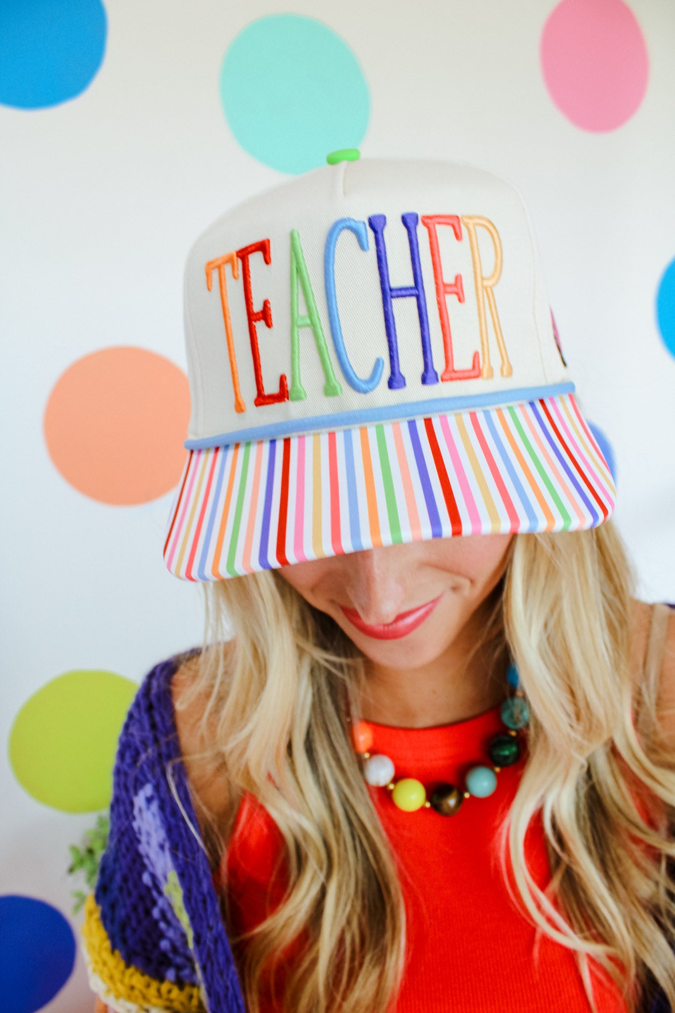 Teacher Trucker Hat - Cream