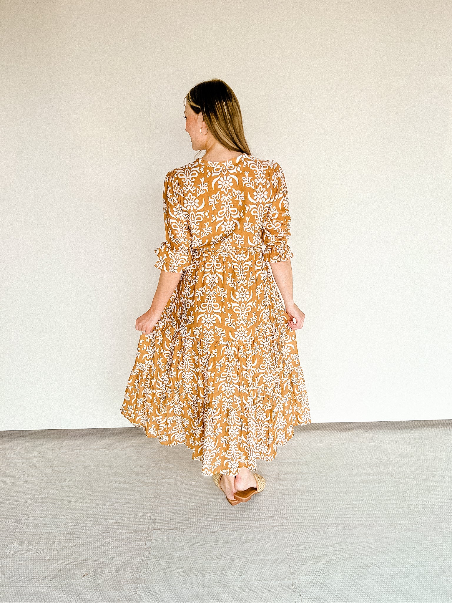 Yours Truly Floral Dress - Tan