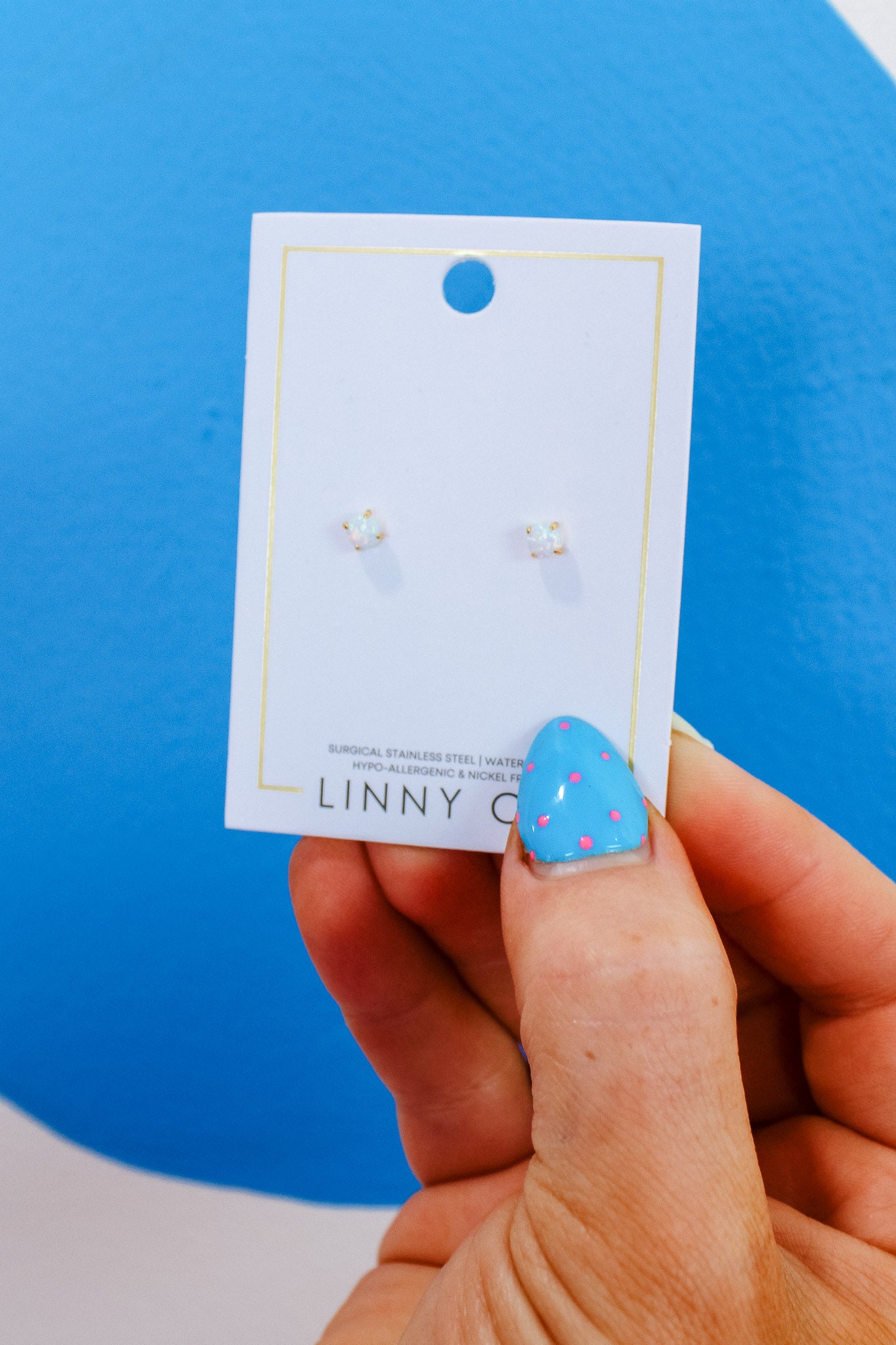 Opal Square Stud Earrings - Opal + Gold