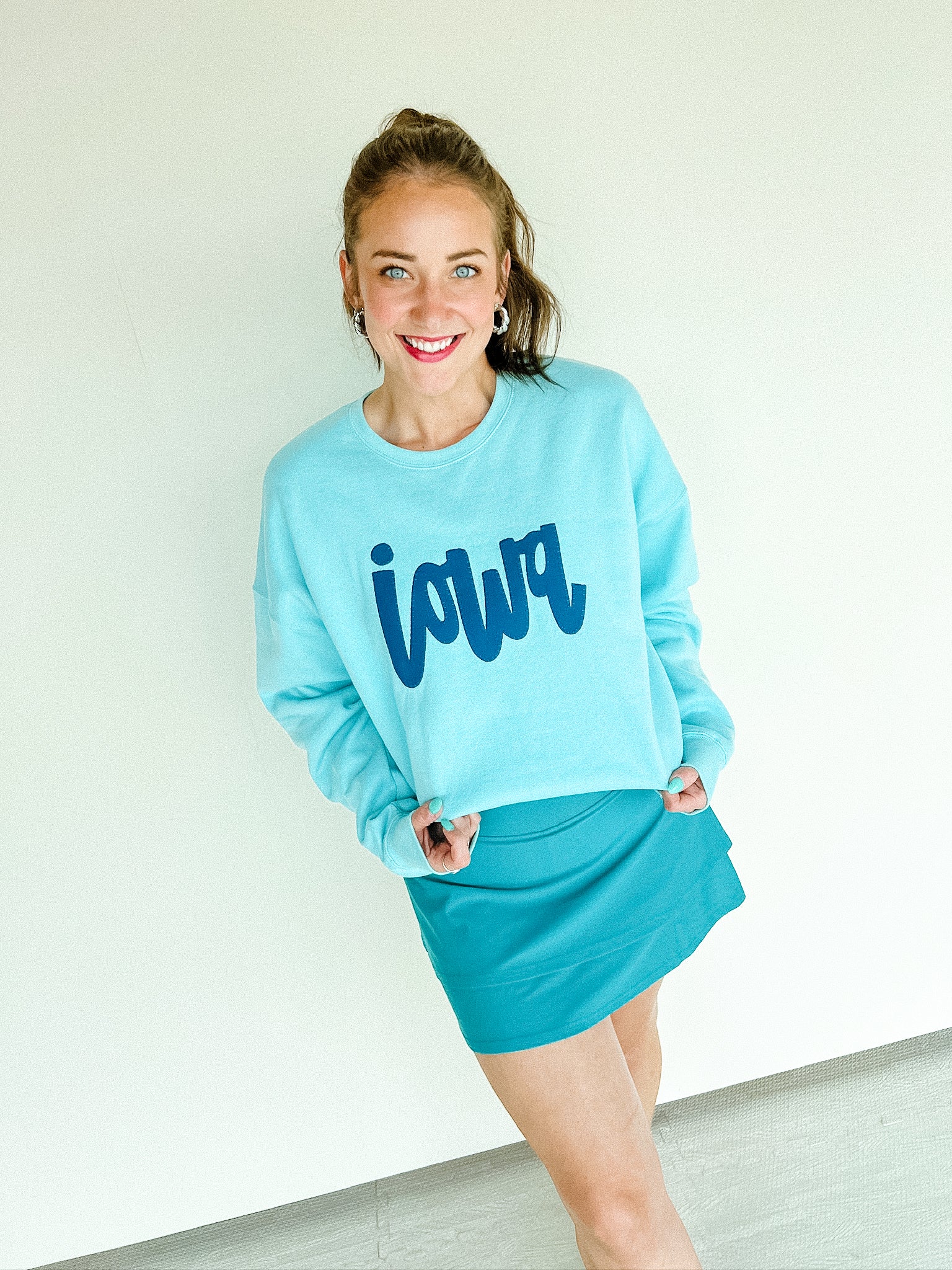 Iowa Sweatshirt - Duck Egg + Kingfisher