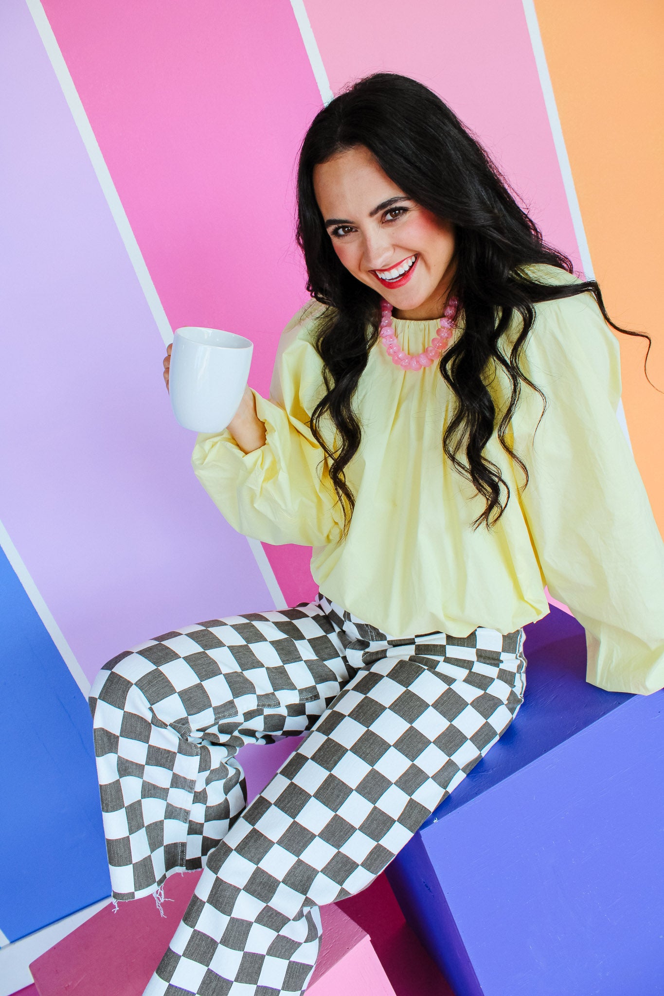 Judy Bubble Hem Blouse - Cool Yellow