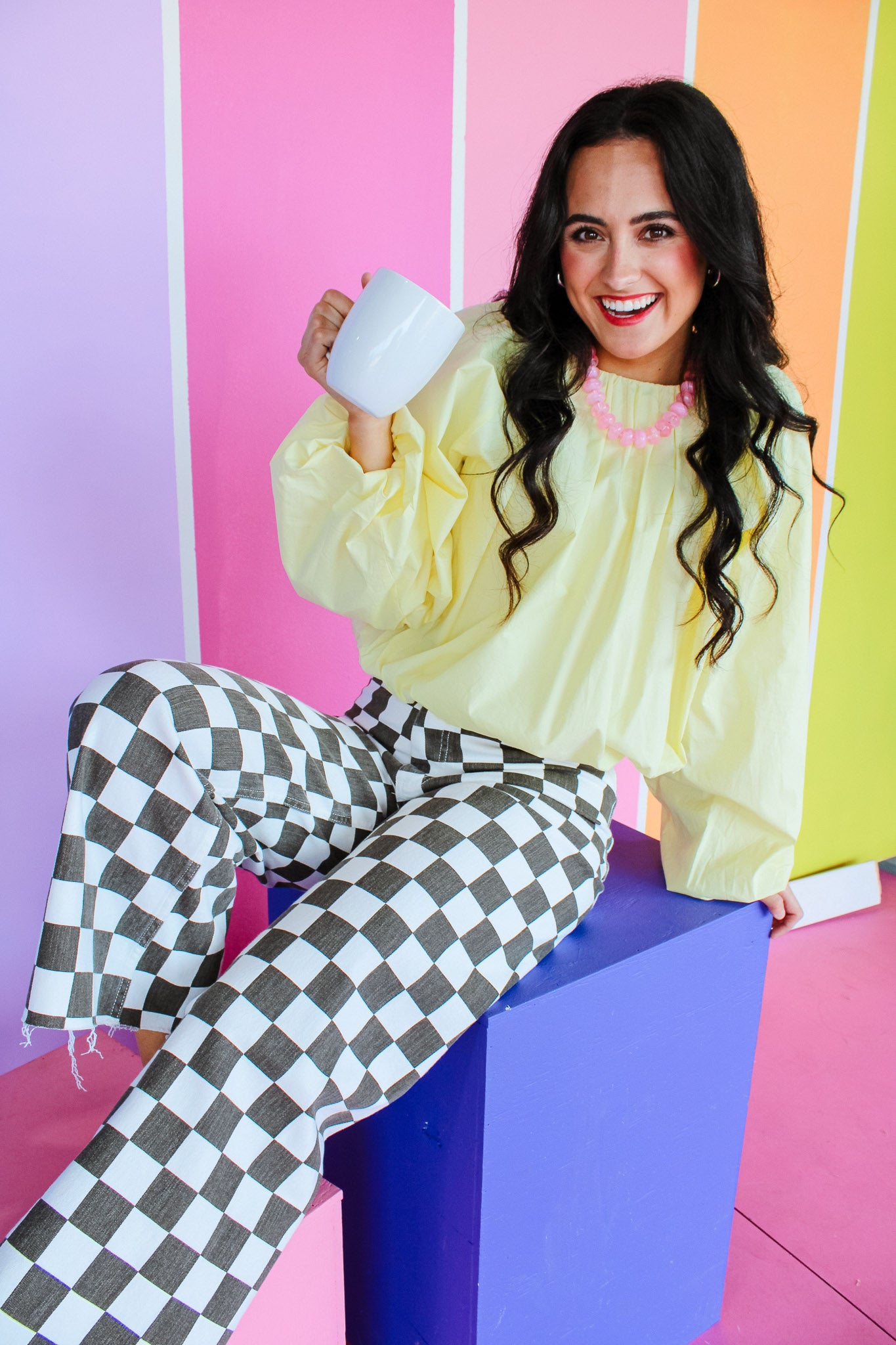 Judy Bubble Hem Blouse - Cool Yellow