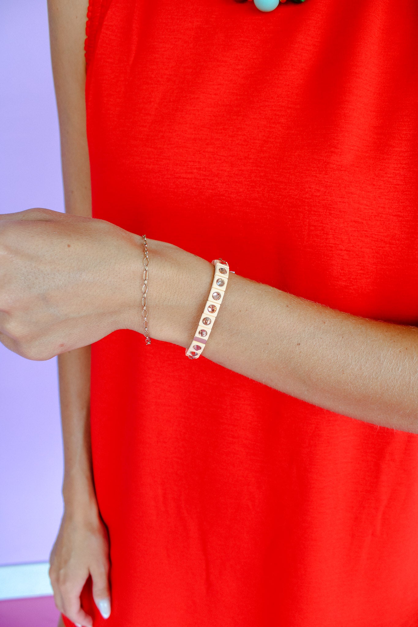 Sylvia Gemstone Bracelet - Light Peach
