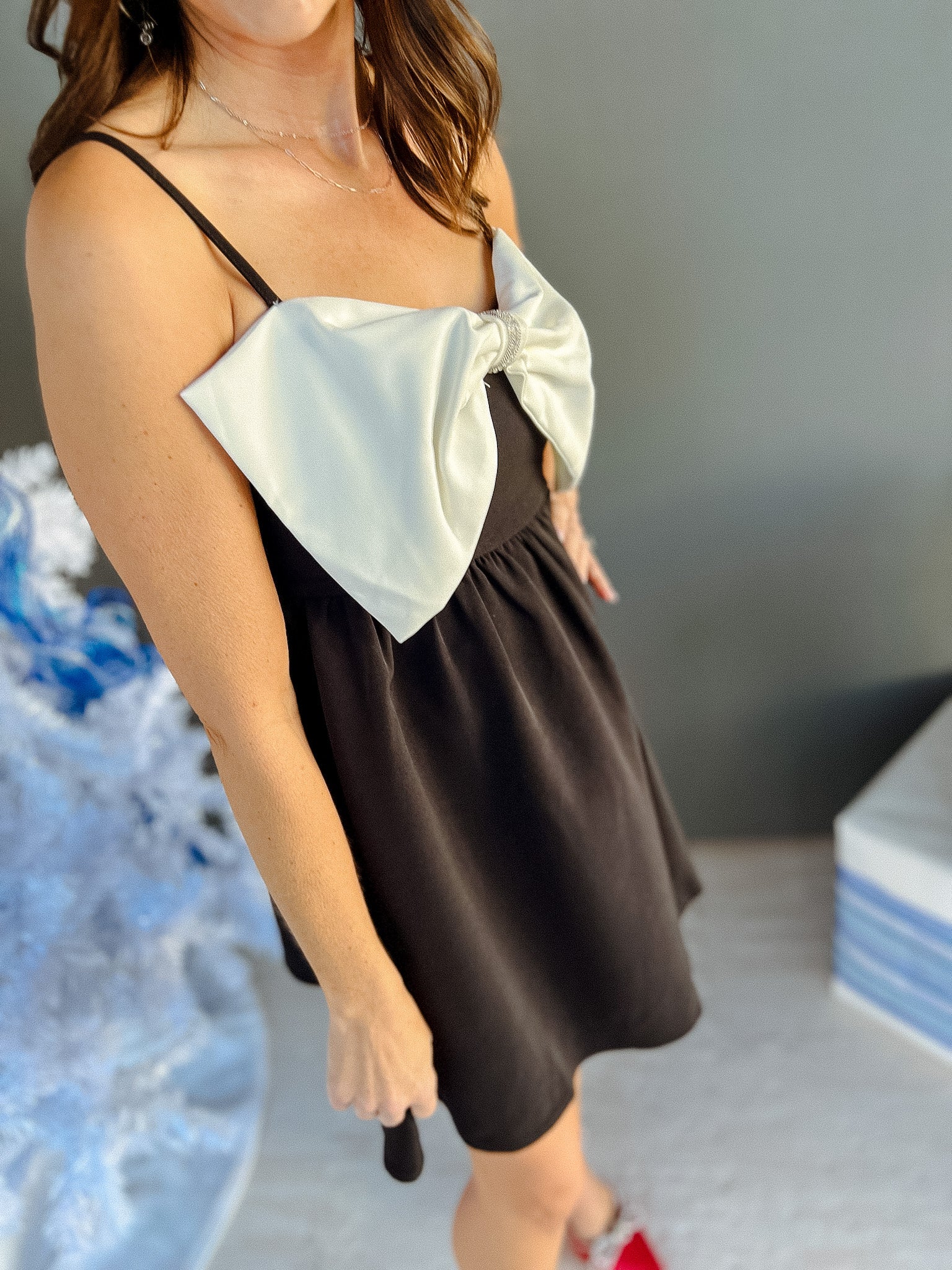 Layne Bow Tie Mini Dress - Black