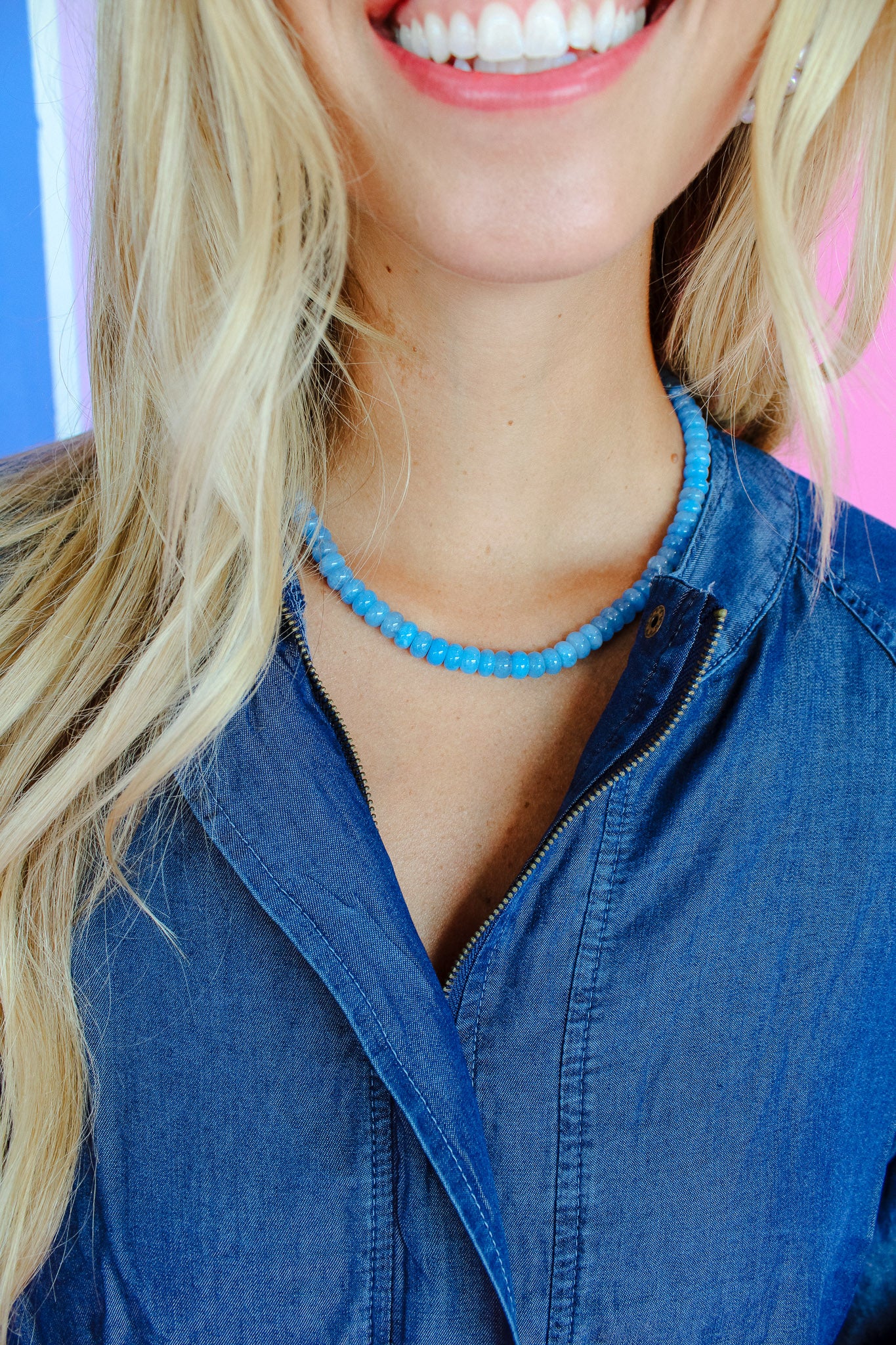 Wendy Beaded Necklace - Sky Blue