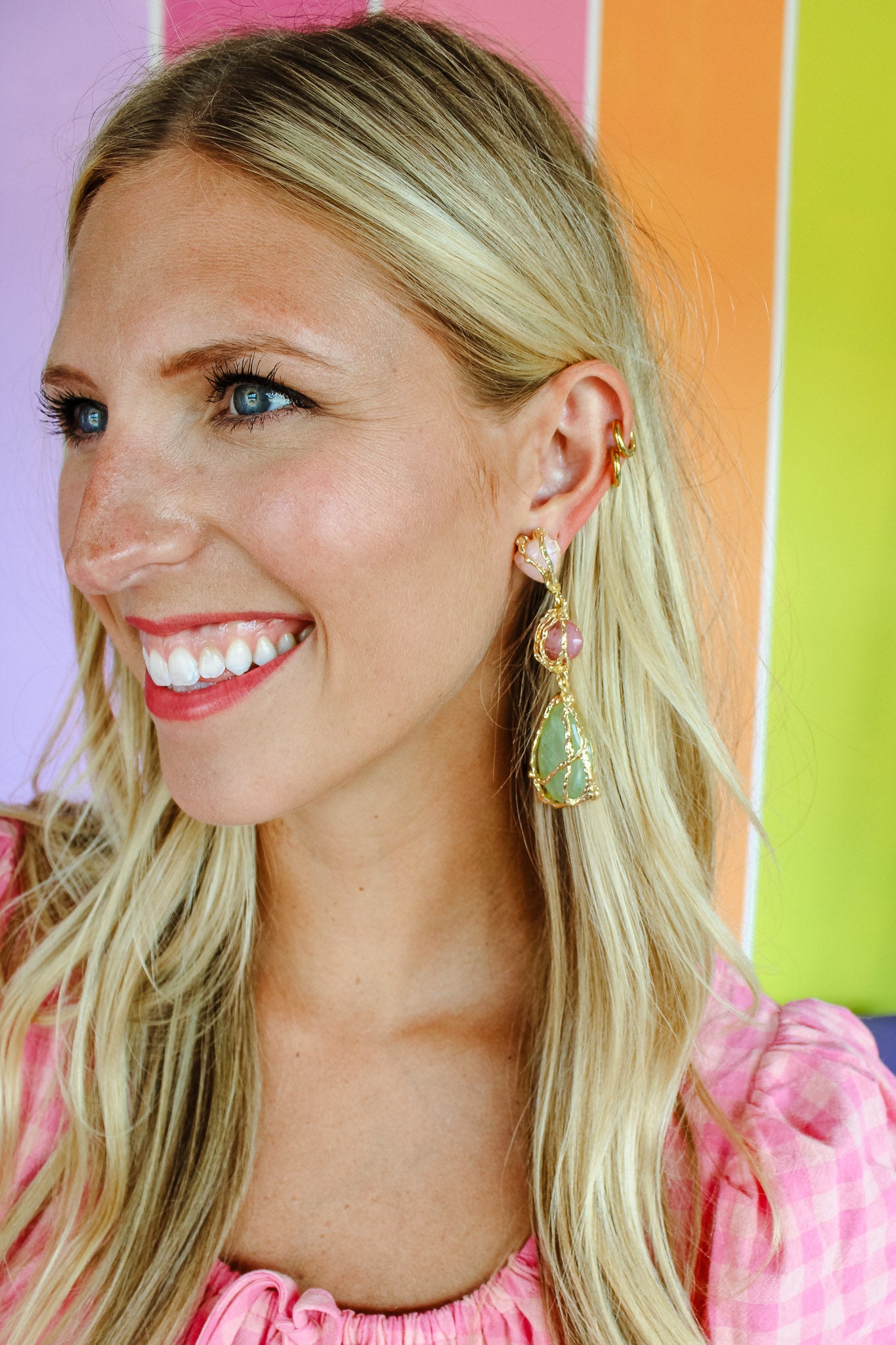 Golden Glow Statement Earrings - Gold + Apple Jade