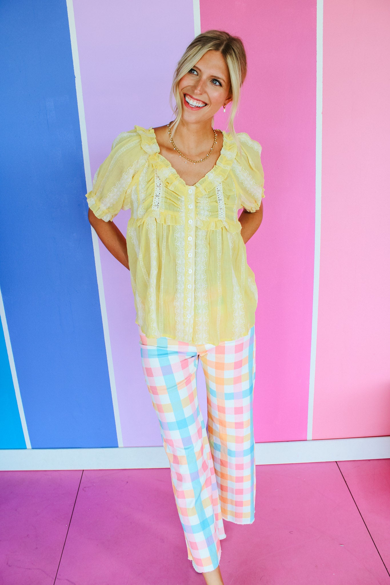 Jacey Ruffle Blouse - Corn Yellow