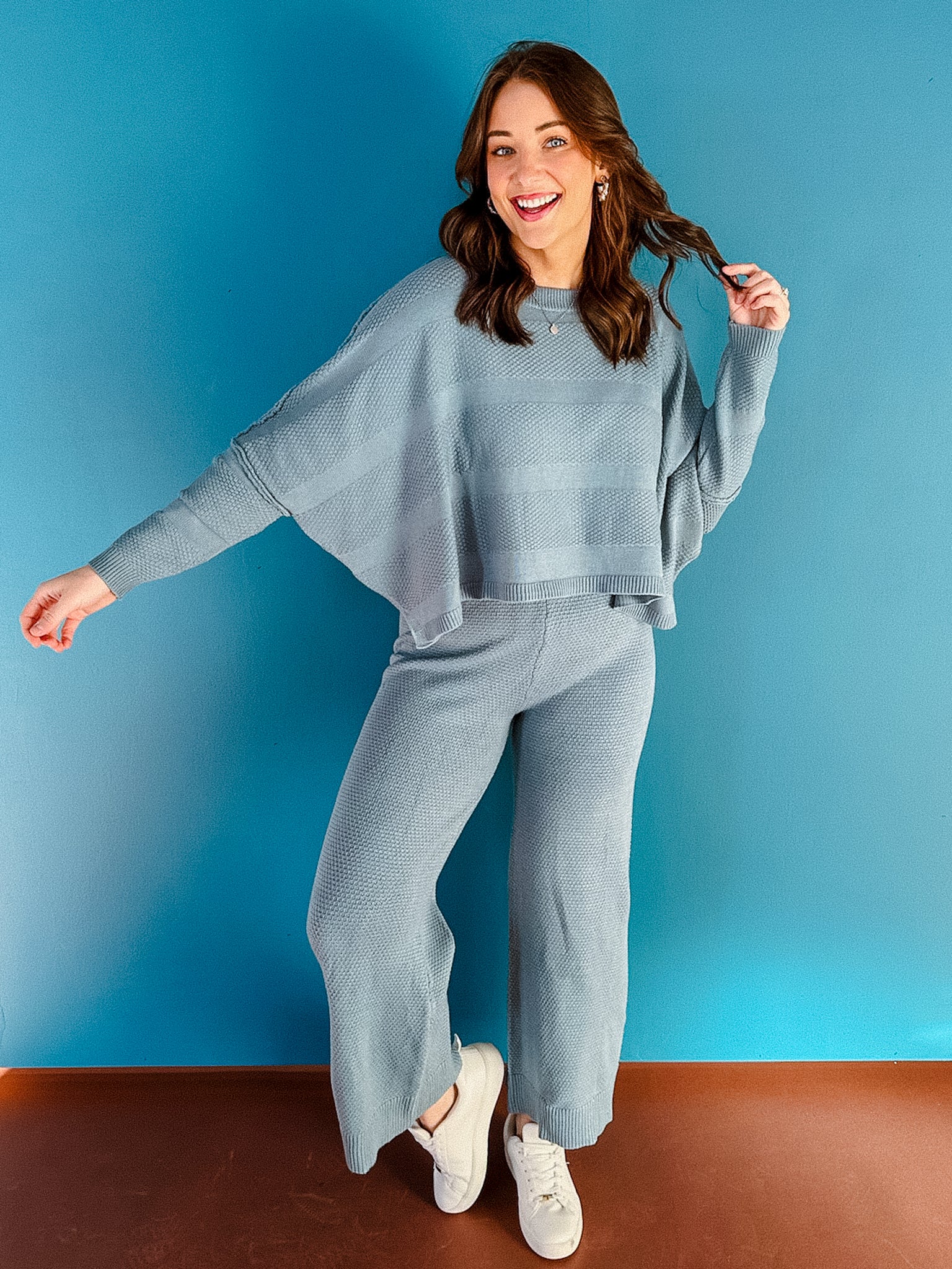 Jessica Sweater and Pant Set - Dusty Blue