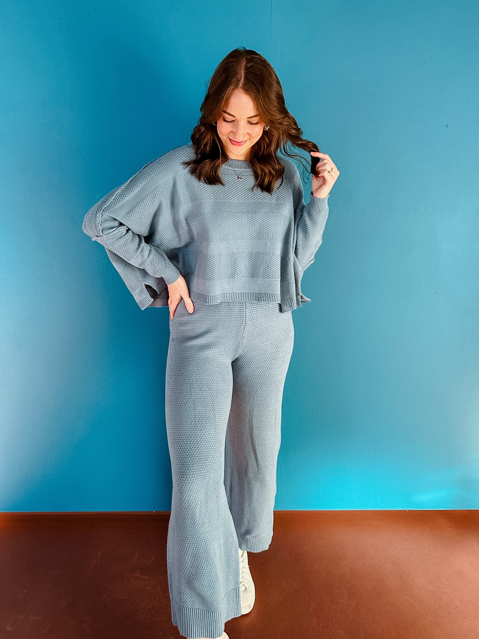 Jessica Sweater and Pant Set - Dusty Blue