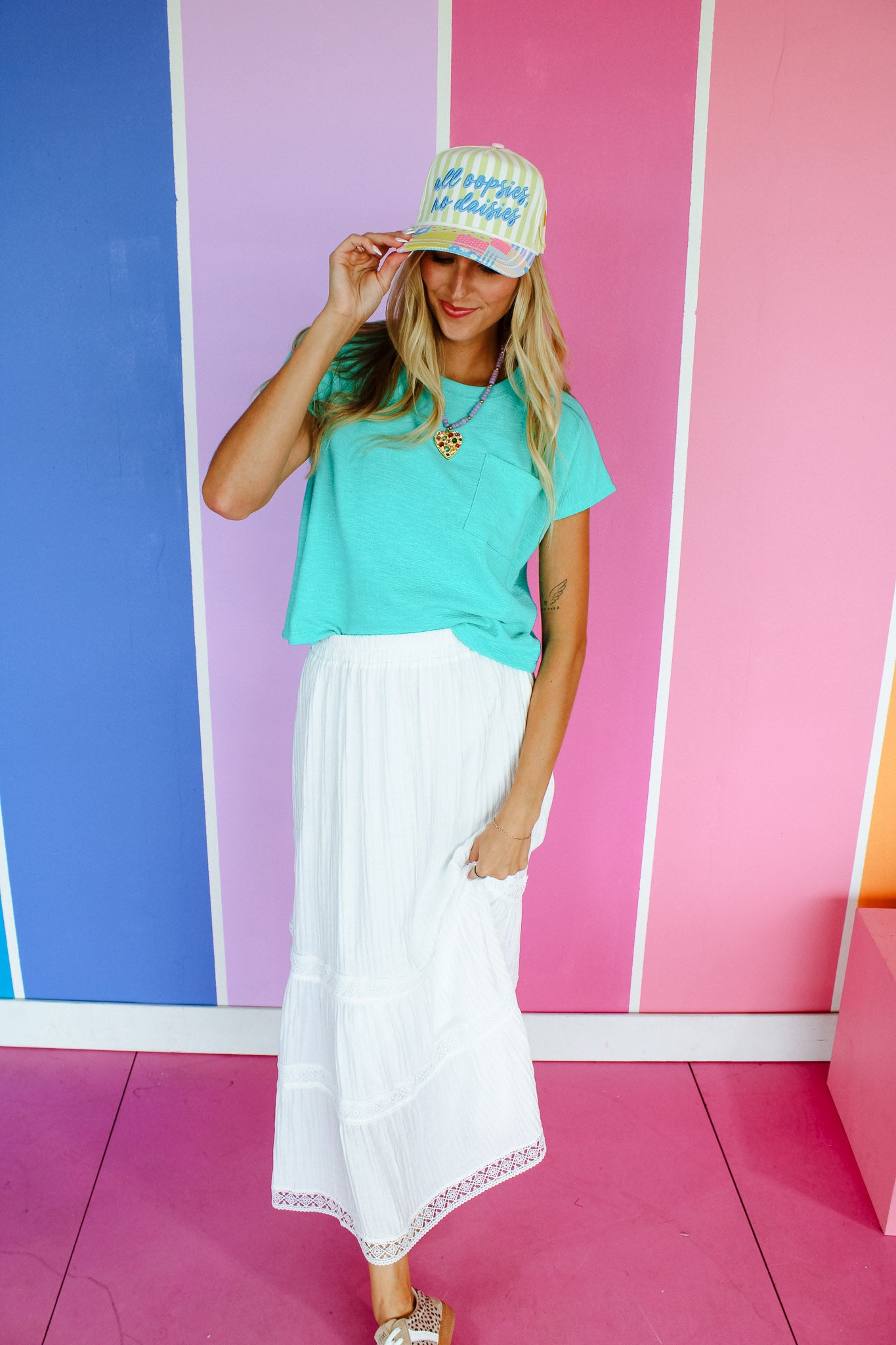 Emelia Crewneck Pocket Tee - Bright Jade